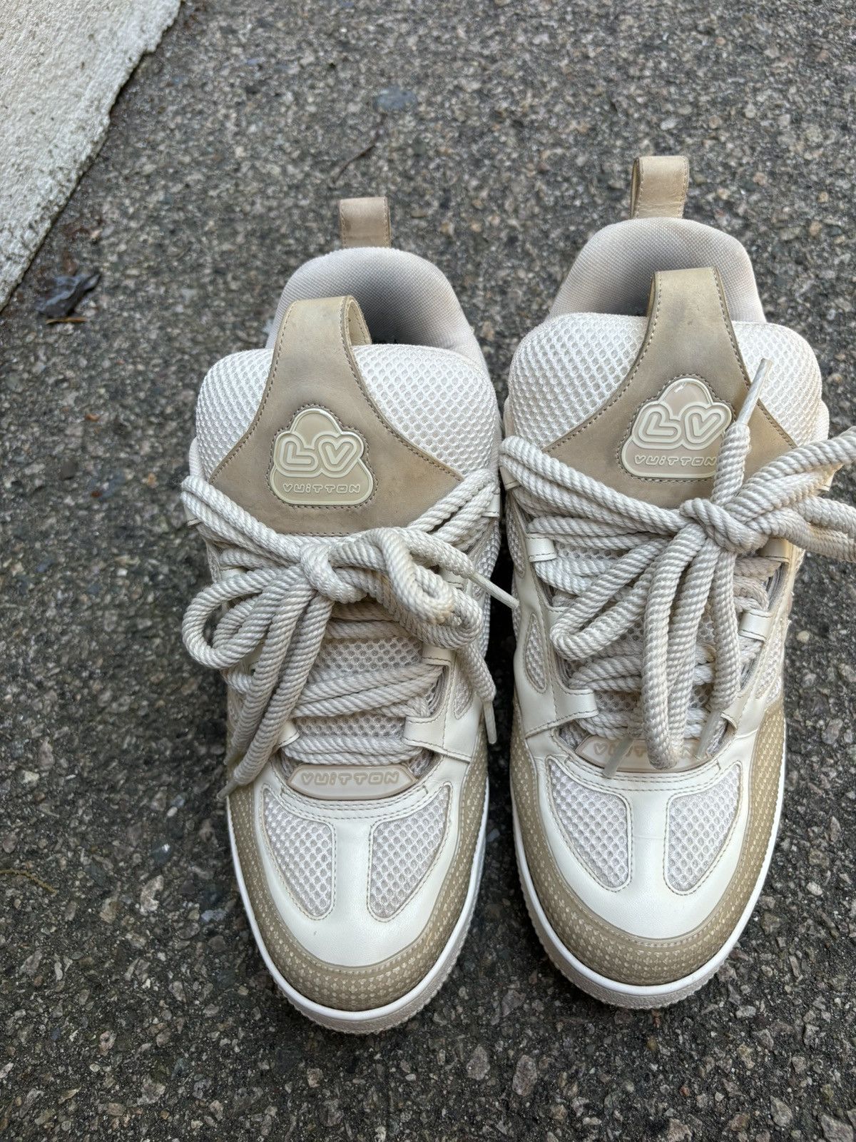 Louis Vuitton White and Beige Skate Sneakers Size US 9.5 / EU 42-43 - 4 Thumbnail