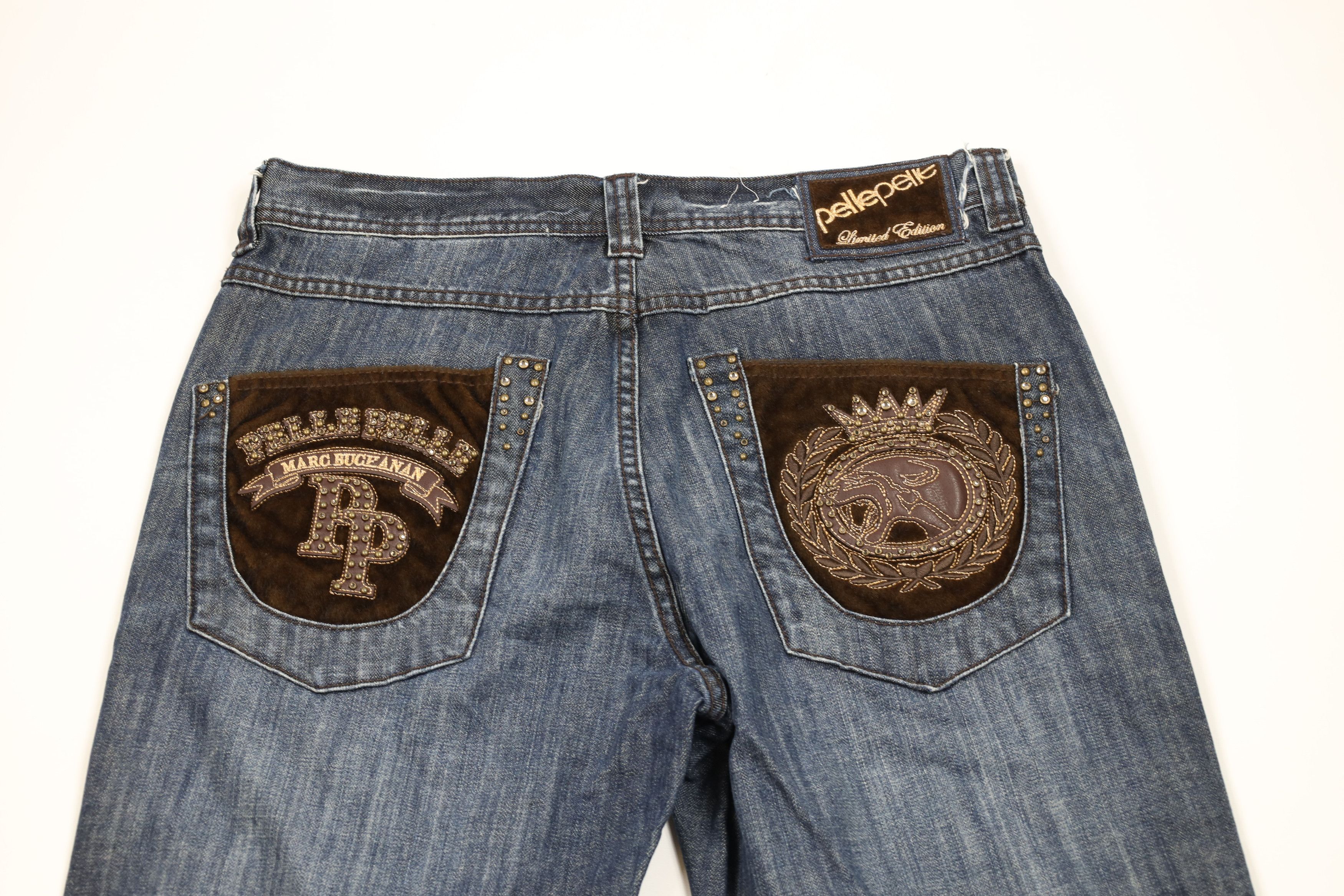 Pelle Pelle Vintage Pelle Pelle Limited Edition Trim Wide Leg Jeans Size US 36 / EU 52 - 12 Thumbnail