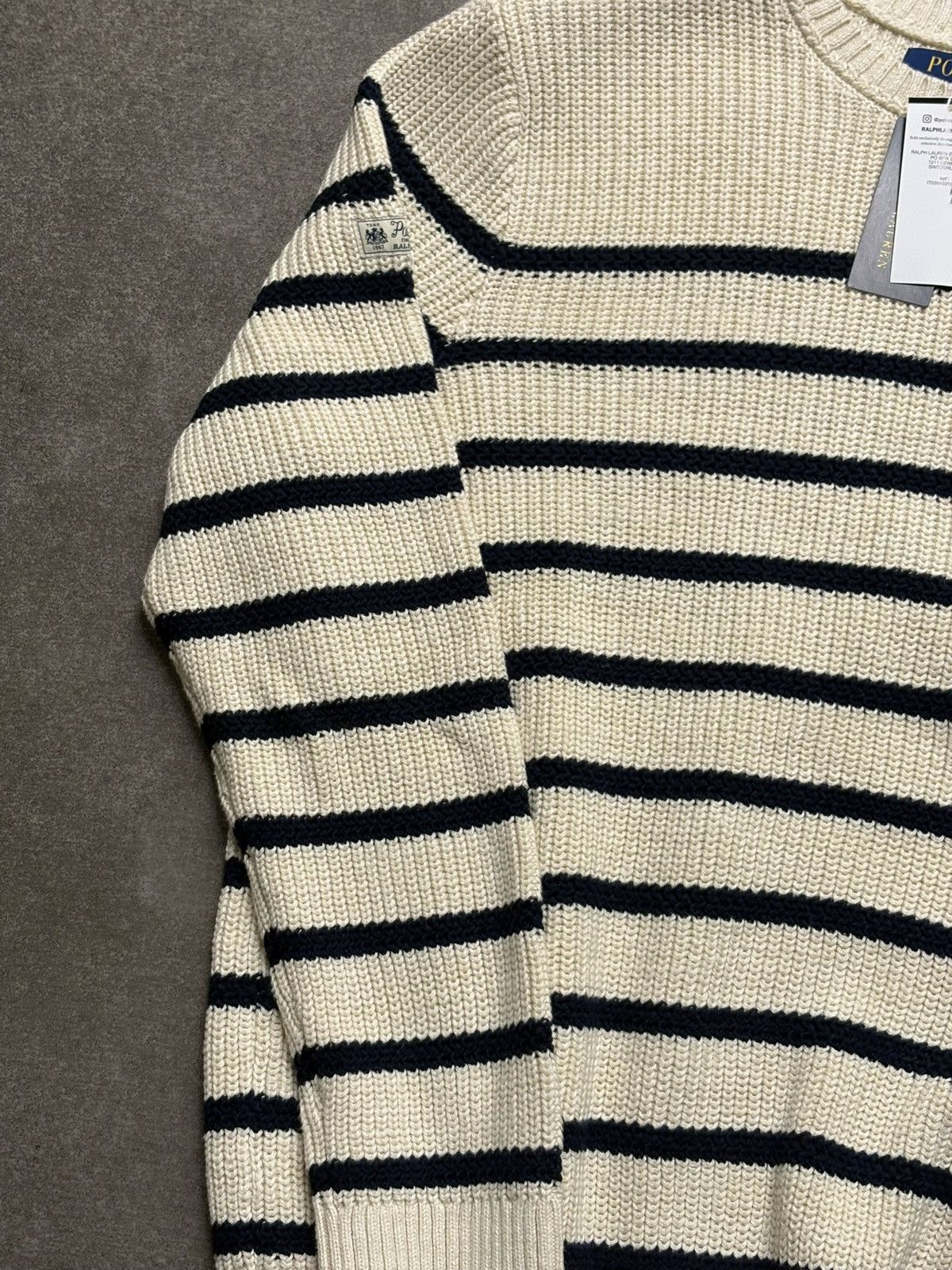 Polo Ralph Lauren Cream Striped Cotton Linen Sweater Ralph Lauren Men’s XL Size US XL / EU 56 / 4 - 2 Thumbnail