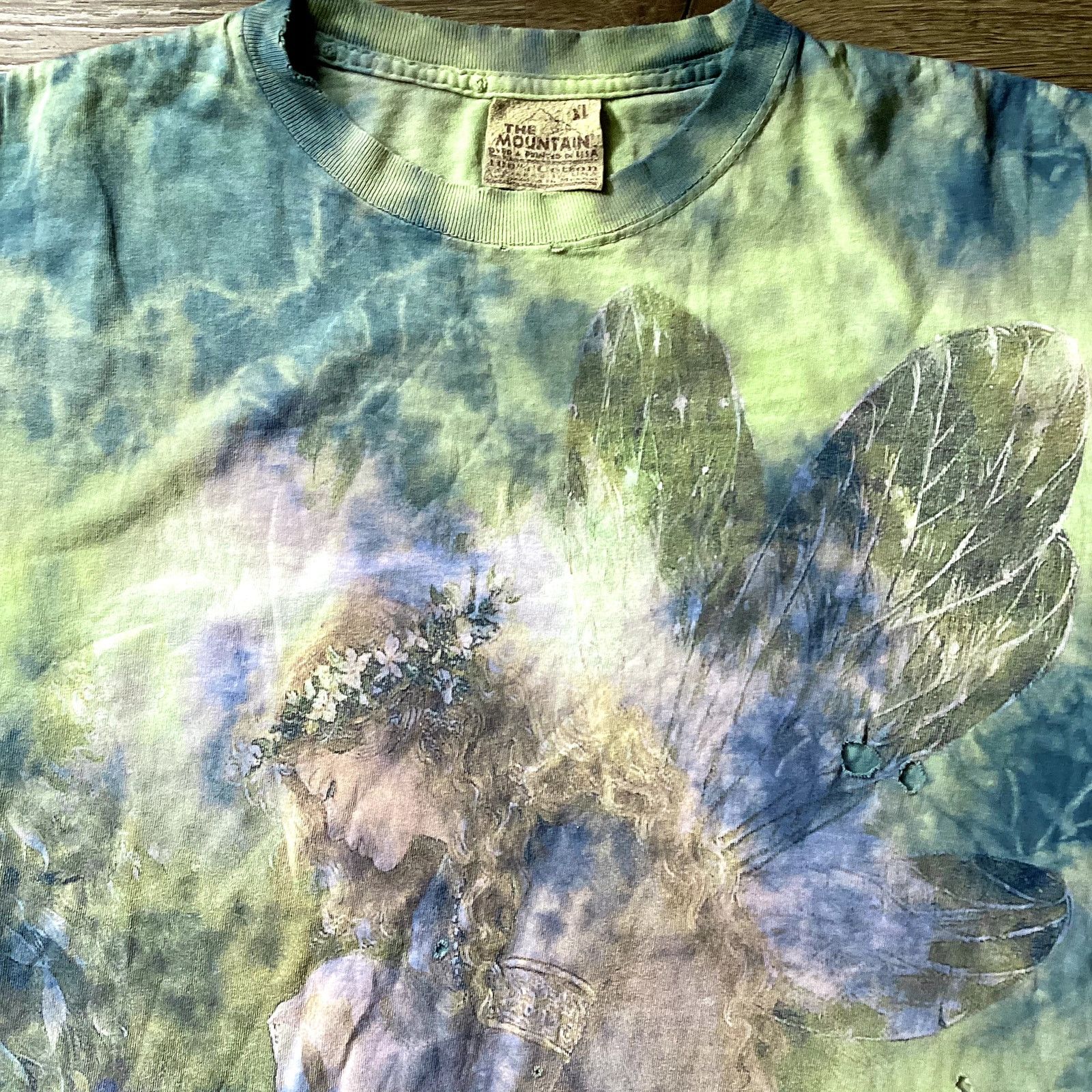 The Mountain Green Distressed Tie Dye Hippie Fairy Tee- Size XL Size US XL / EU 56 / 4 - 3 Thumbnail