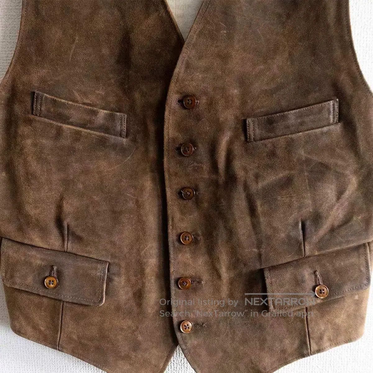 RRL Ralph Lauren Ralph Lauren Waxed Leather Vest XL. Size US XL / EU 56 / 4 - 2 Thumbnail
