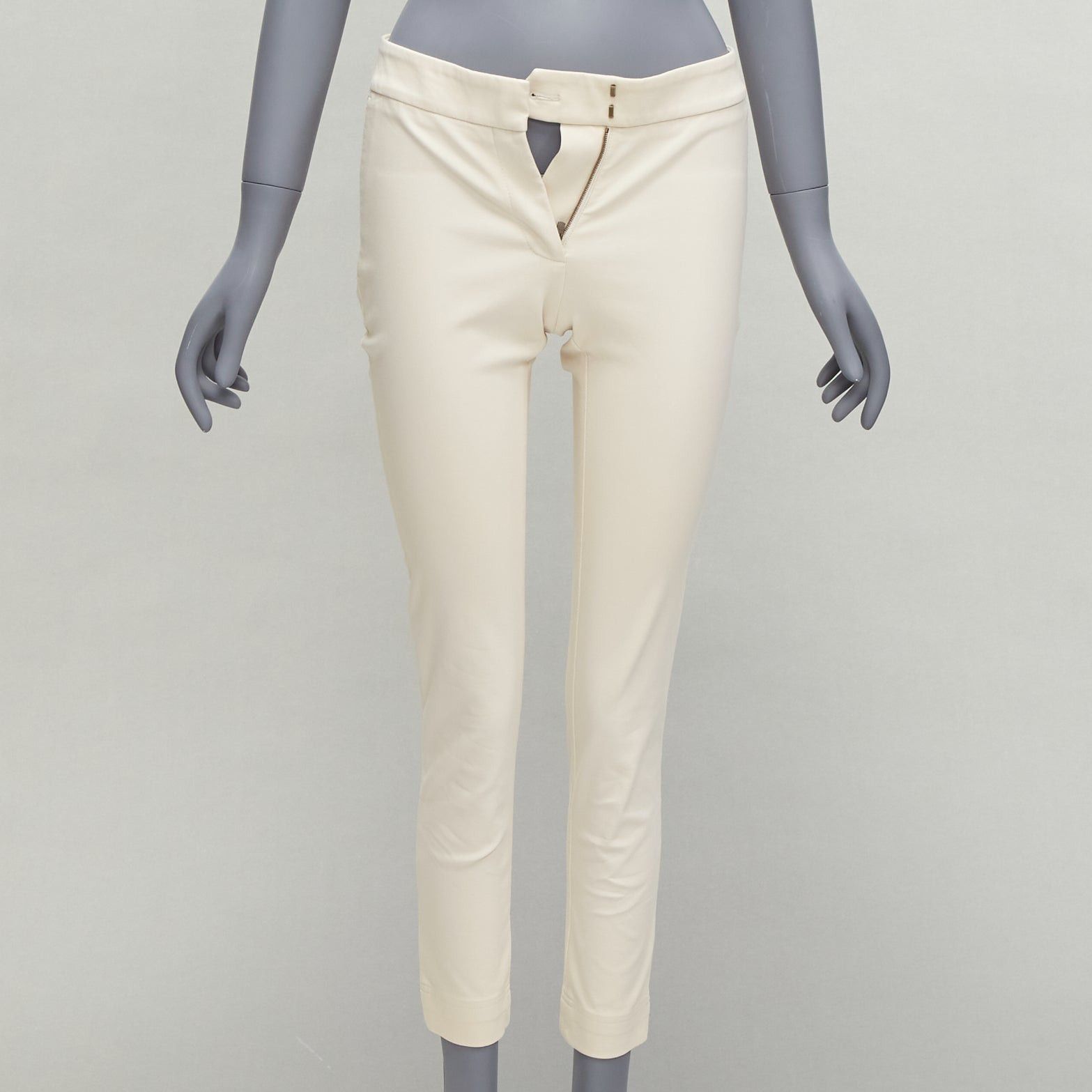 Stella McCartney STELLA MCCARTNEY cream cotton blend stretchy cropped skinny pants IT38 XS Size 26" / US 2 / IT 38 - 1 Thumbnail