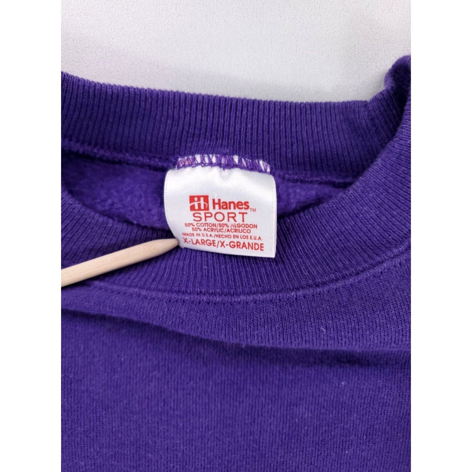 Hanes Hanes Sport VTG 90s Purple Sweatshirt Long Sleeve Made USA Mens XL Shirt Pullover Mens Size US XL / EU 56 / 4 - 2 Thumbnail
