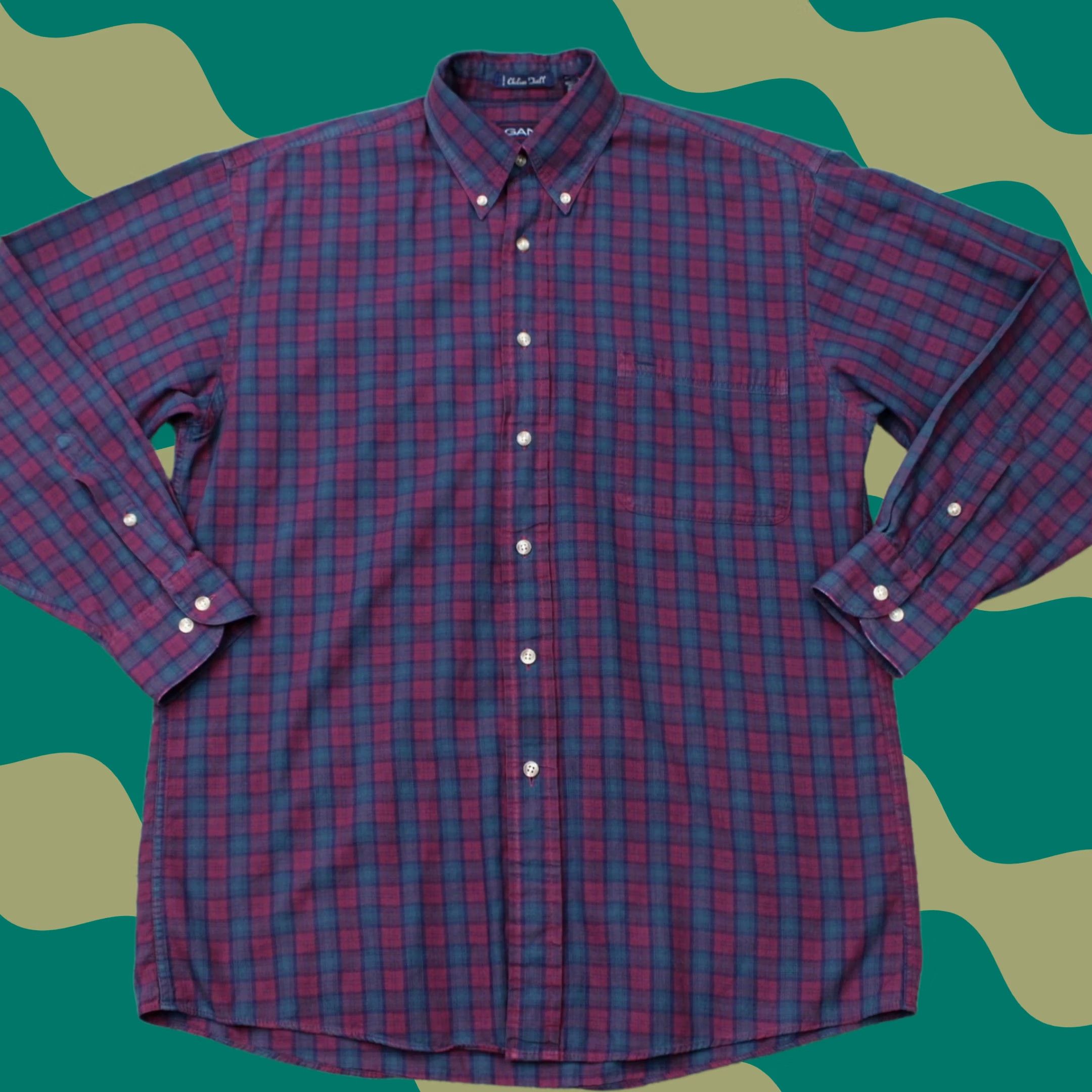 Gant GANT Shirt Mens Medium Blue/Purple Chelsea Twill 100% Cotton Long Sleeve Button-Up Shirt Size US M / EU 48-50 / 2 - 1 Thumbnail