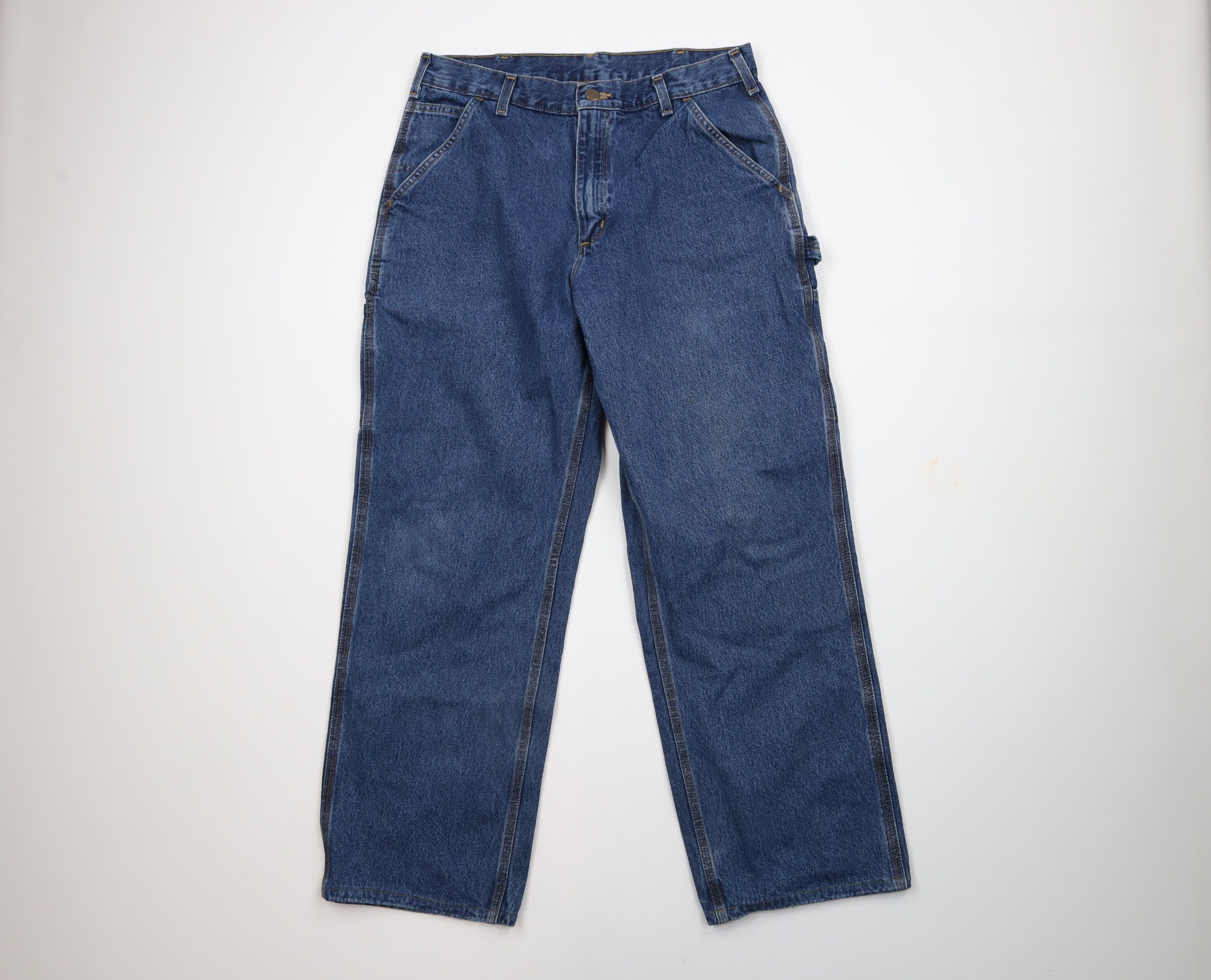 Carhartt × Vintage Vintage Carhartt Out Wide Leg Carpenter Denim Jeans Blue Size US 33 - 1 Thumbnail