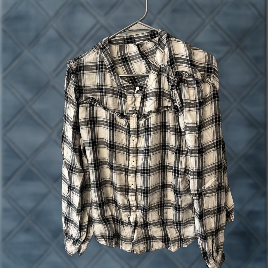 Old Navy Old Navy Blouse Shirt Women’s Multicolor Plaid Button Collar Long Sleeve Size L Tunic Casual Workwear Modern Relaxed Fit 100% Cotton Blend Size L / US 10 / IT 46 - 1 Thumbnail