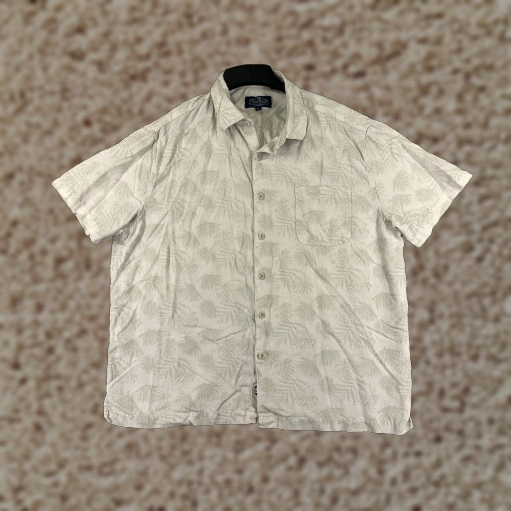 Nat Nast Nat Nast Luxury Originals Shirt Mens XL Beige Palm Hawaiian Silk Blend Button Up Beach Vacation Resort Aloha Floral 90s Womens Men? Size US XL / EU 56 / 4 - 1 Thumbnail