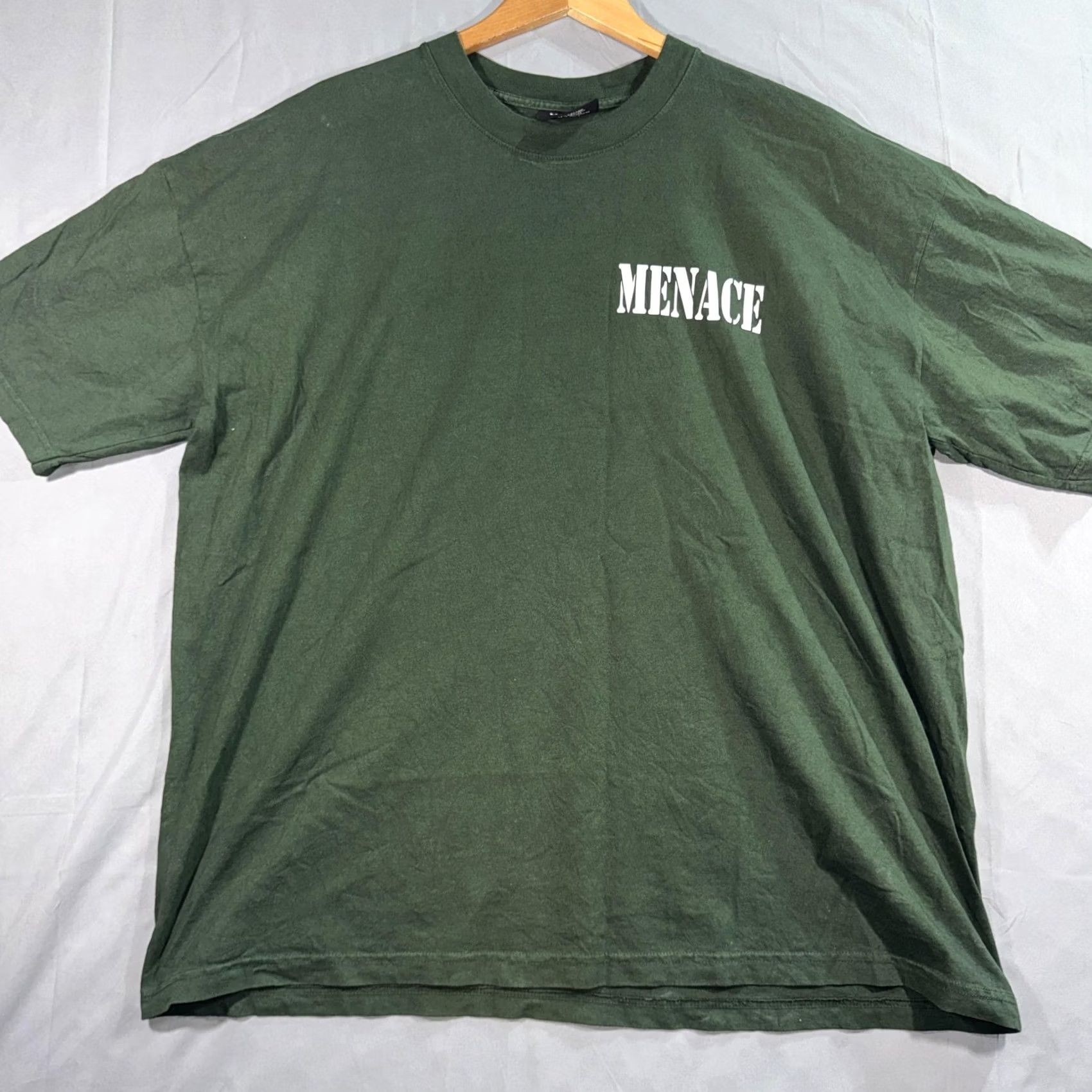 Vintage Menace Shirt Mens 2XL Green Logo Graphic Tee Made Los Angeles Streetwear Size US XXL / EU 58 / 5 - 2 Thumbnail