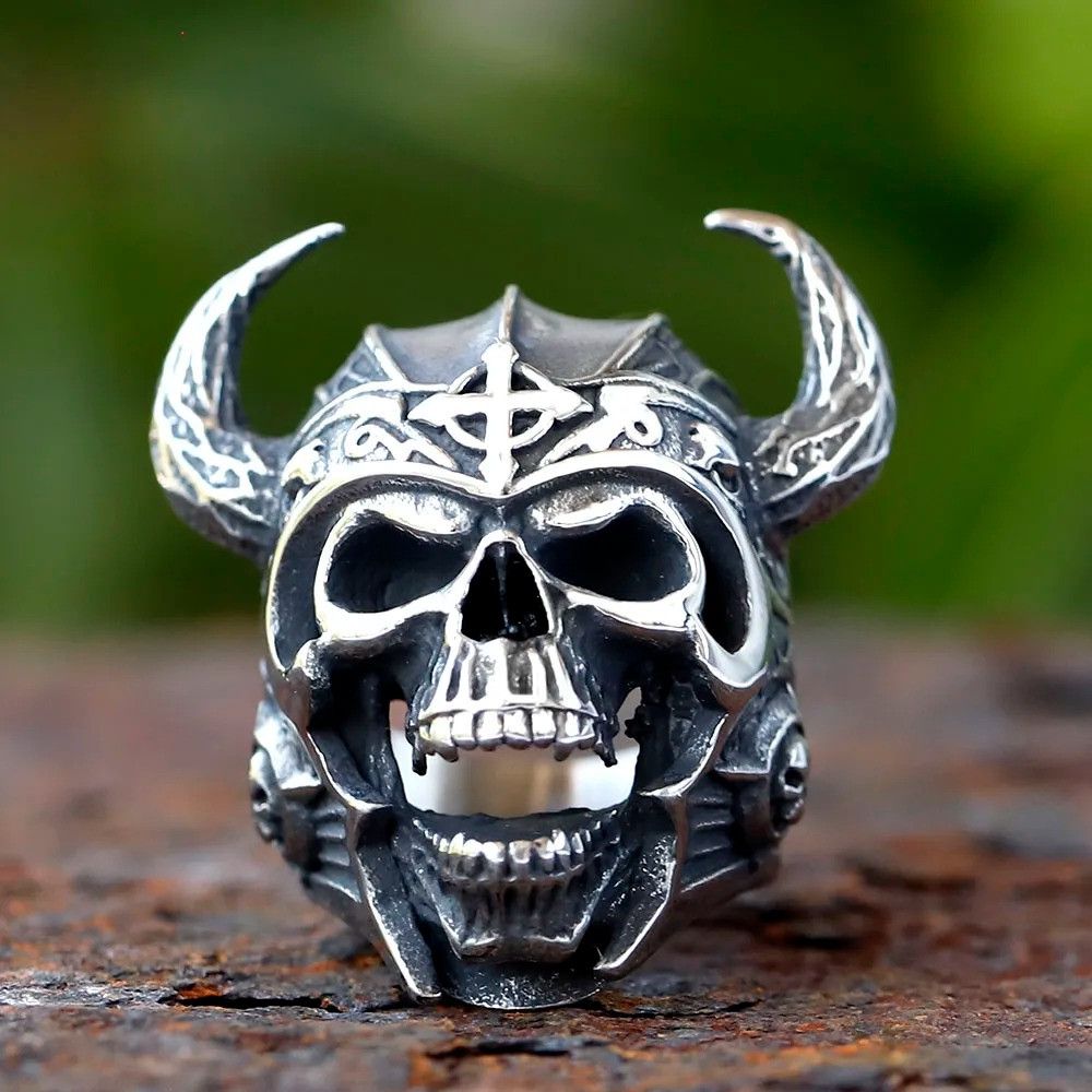 Jewelry Viking Warrior Skull Ring Streetwear Jewelry Fashion Gift Size ONE SIZE - 8 Thumbnail