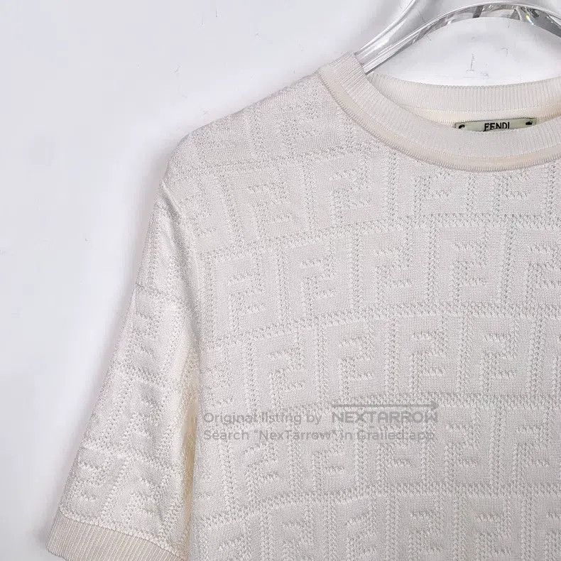 Fendi Fendi White Logo Letter Full Print Cotton Knit Short Sleev Size M / US 6-8 / IT 42-44 - 3 Thumbnail