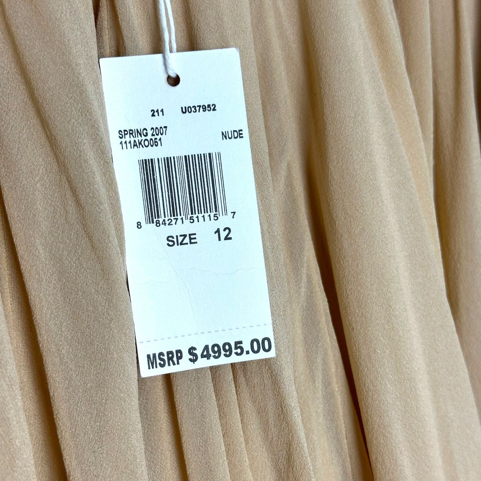 Michael Kors NWT $4995 Michael Kors Collection Silk Nude Skirt SS 07 Size 34" / US 12 / IT 48 - 3 Thumbnail
