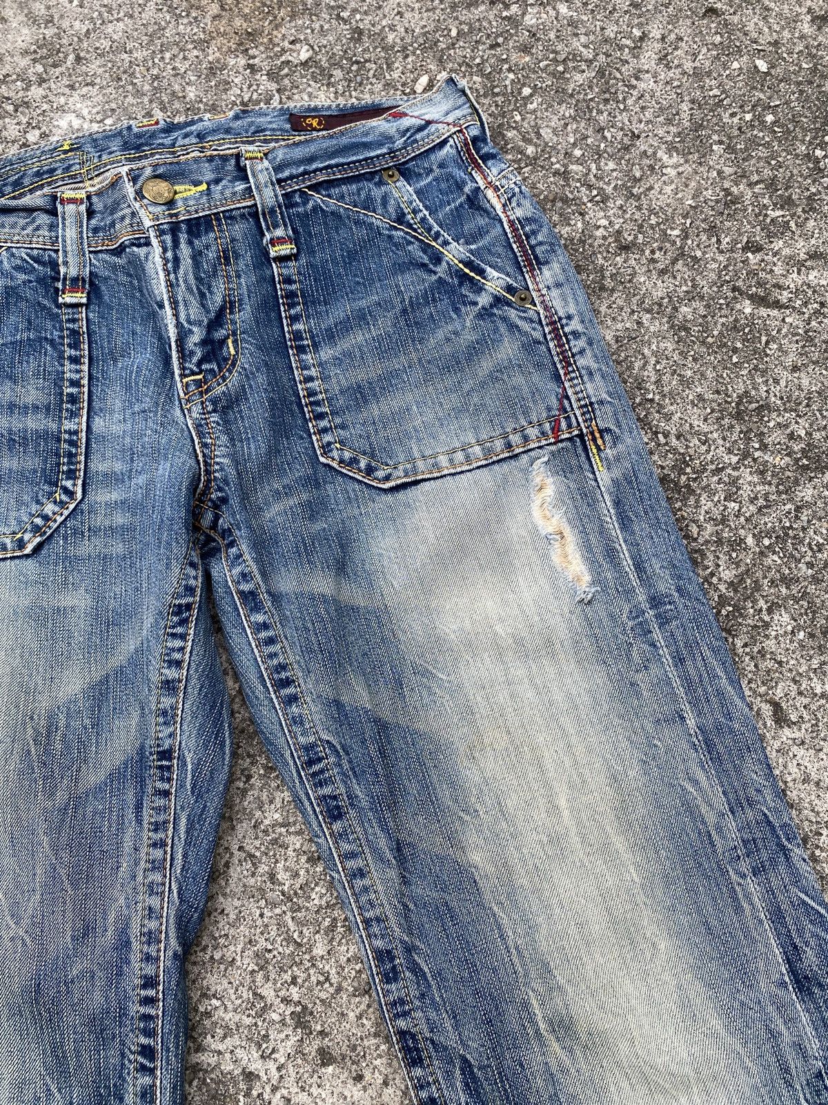 Japanese Brand Flare Brappers Japan Buckle Back Faded Distressed Denim Size US 28 / EU 44 - 9 Thumbnail