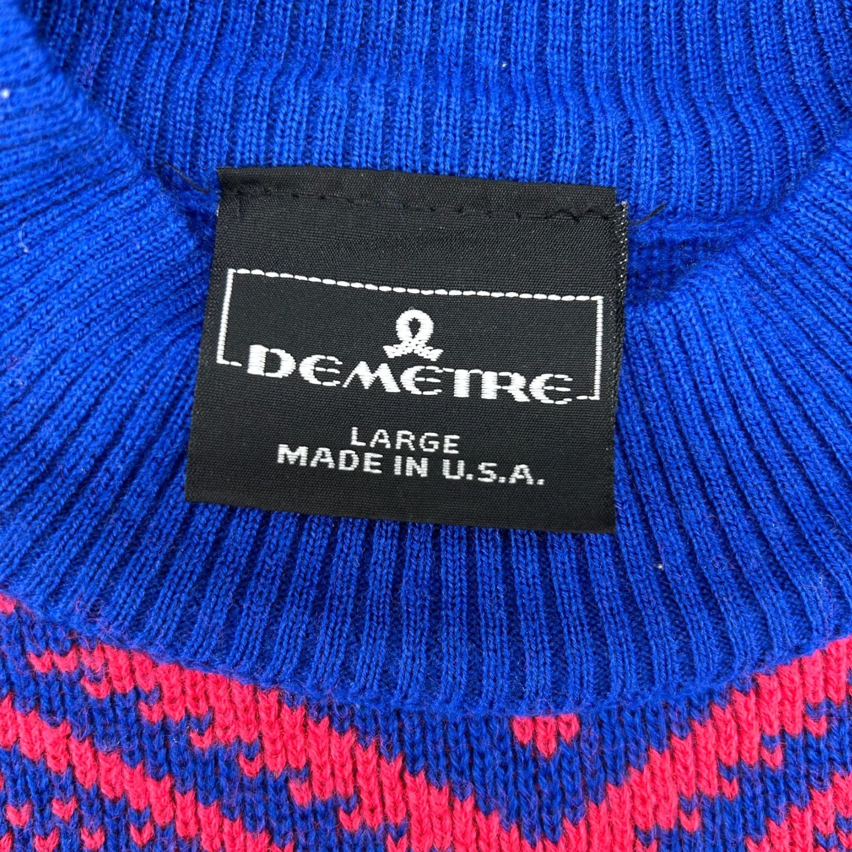Vintage VINTAGE Demetre Sweater Womens L Blue Pink Mock Neck Wool Diamond Aztec Pullover Size L / US 10 / IT 46 - 4 Thumbnail
