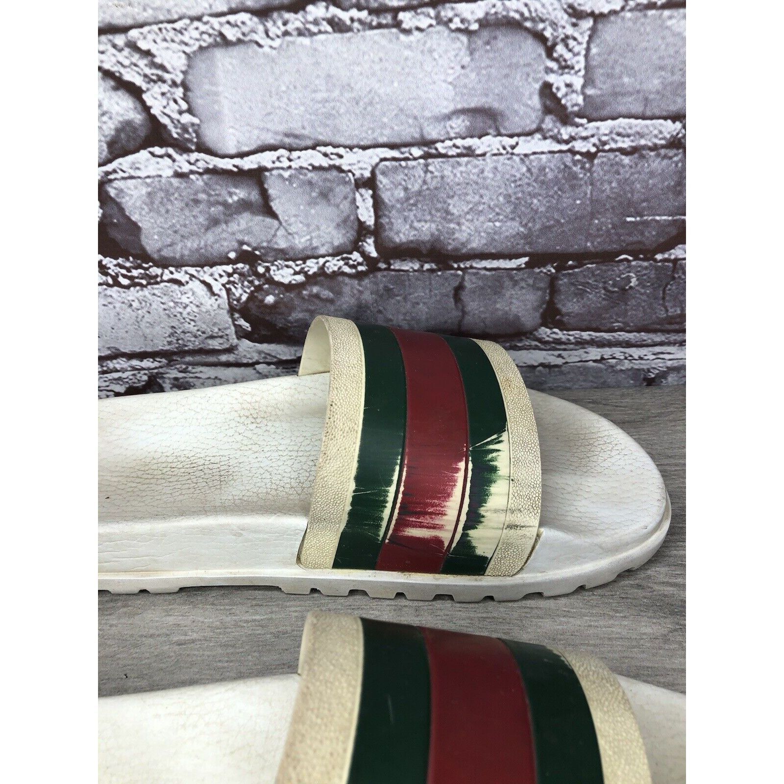 Gucci GUCCI Web White Rubber Logo Casual Slides Designer Sandals M Size US 11 / EU 44 - 4 Thumbnail