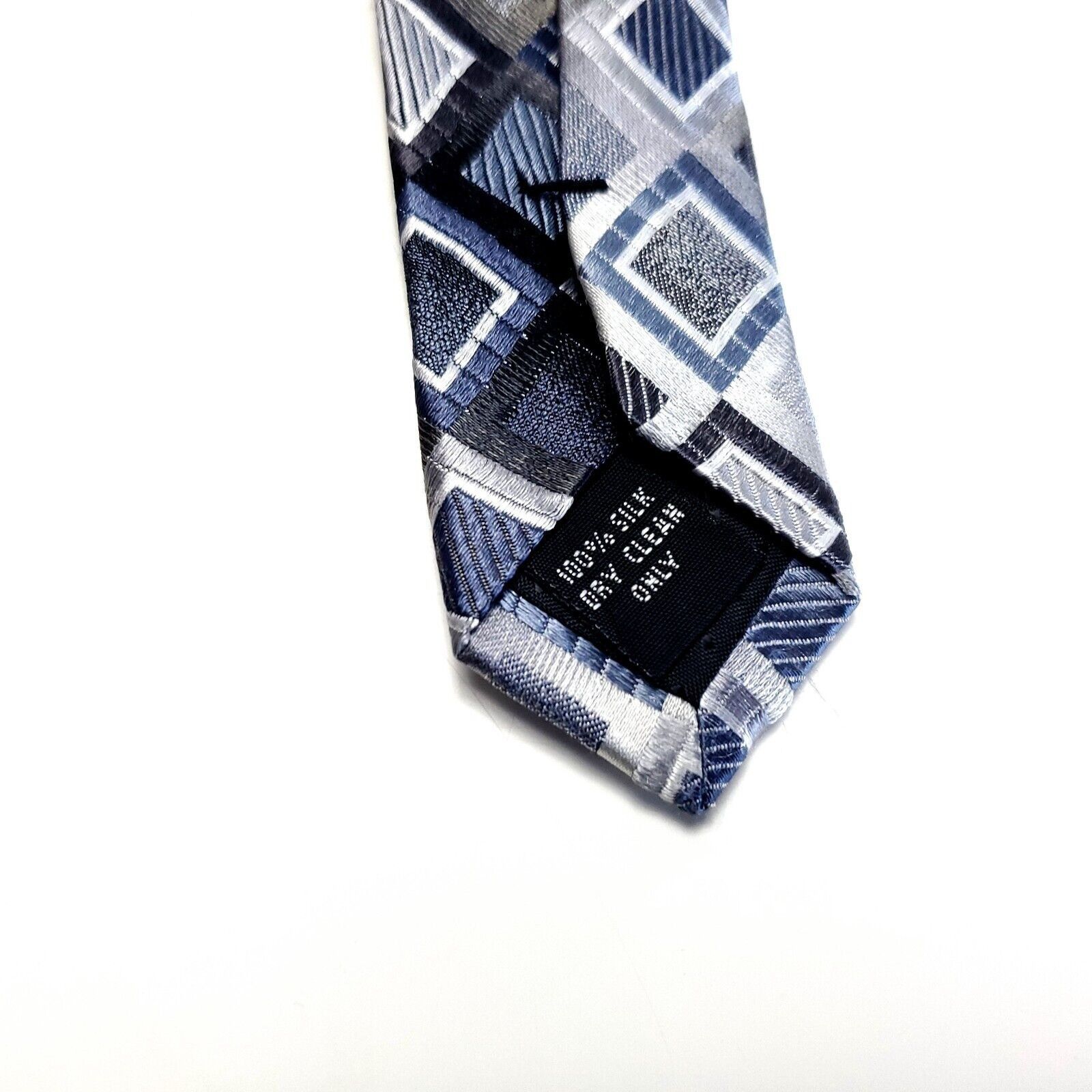 Pierre Cardin Pierre Cardin Blue Silver Geometric Woven Silk Tie Size ONE SIZE - 4 Thumbnail