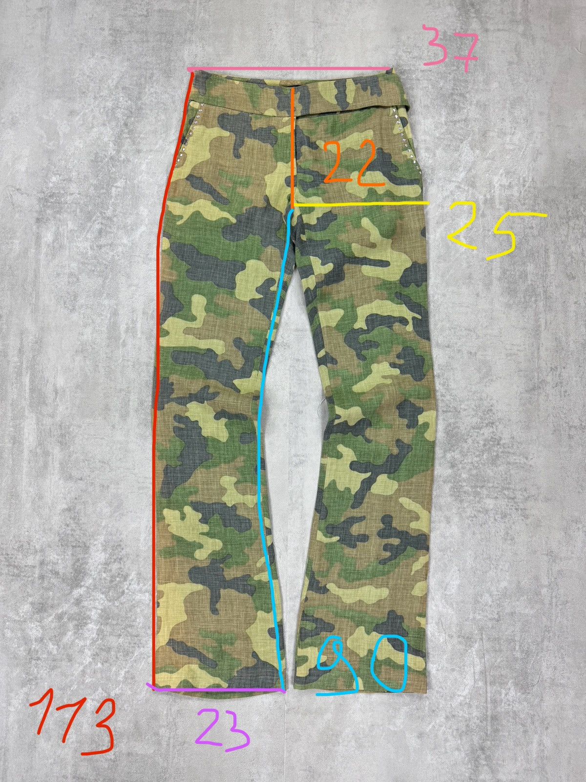 John Richmond John Richmond Linen Camouflage Pants Crystal Bootcut size 46 Size 32" / US 10 / IT 46 - 11 Thumbnail