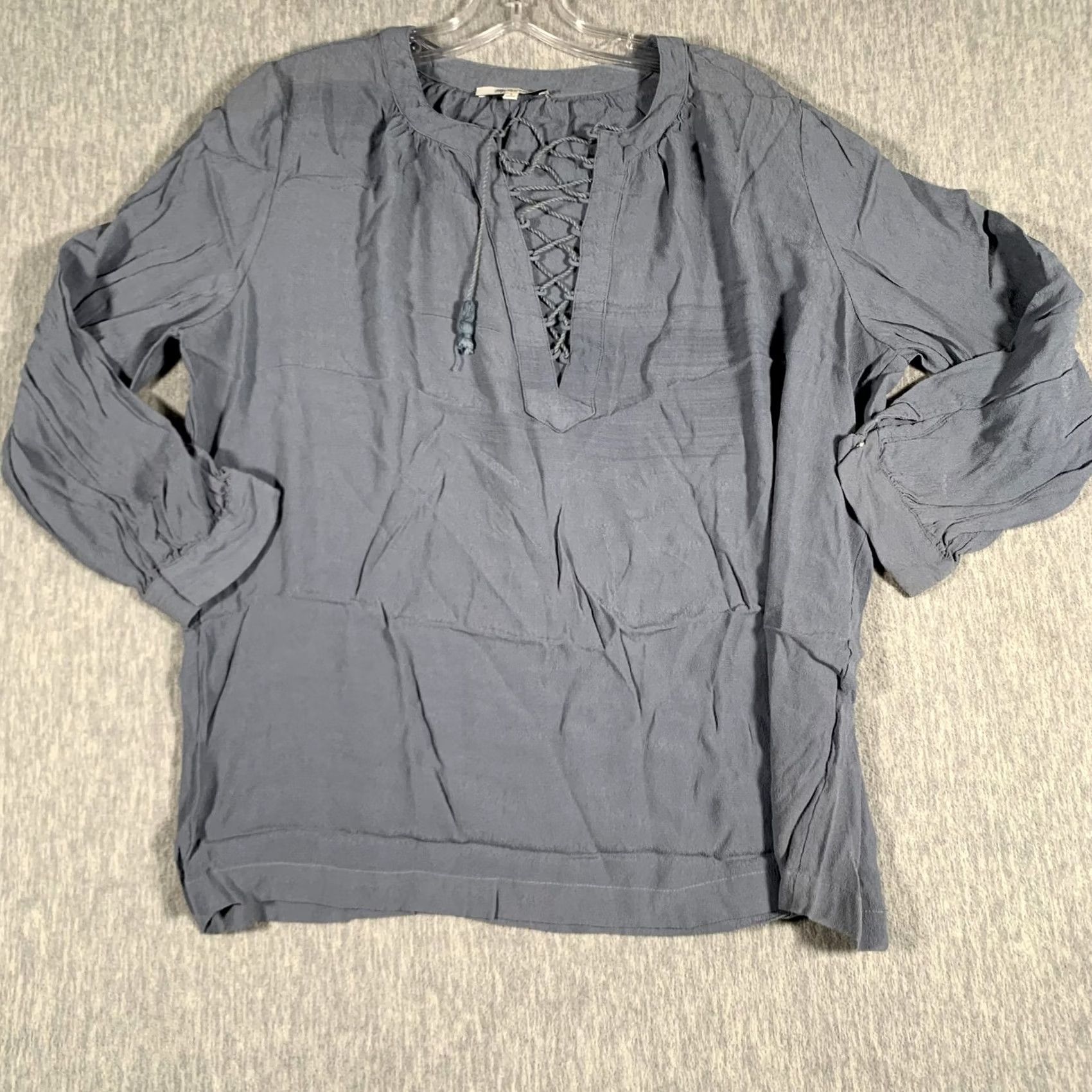 Madewell VINTAGE? Madewell Shirt Womens Small Blue Lace Up Peasant Boho Top 100% Viscose Size S / US 4 / IT 40 - 3 Thumbnail