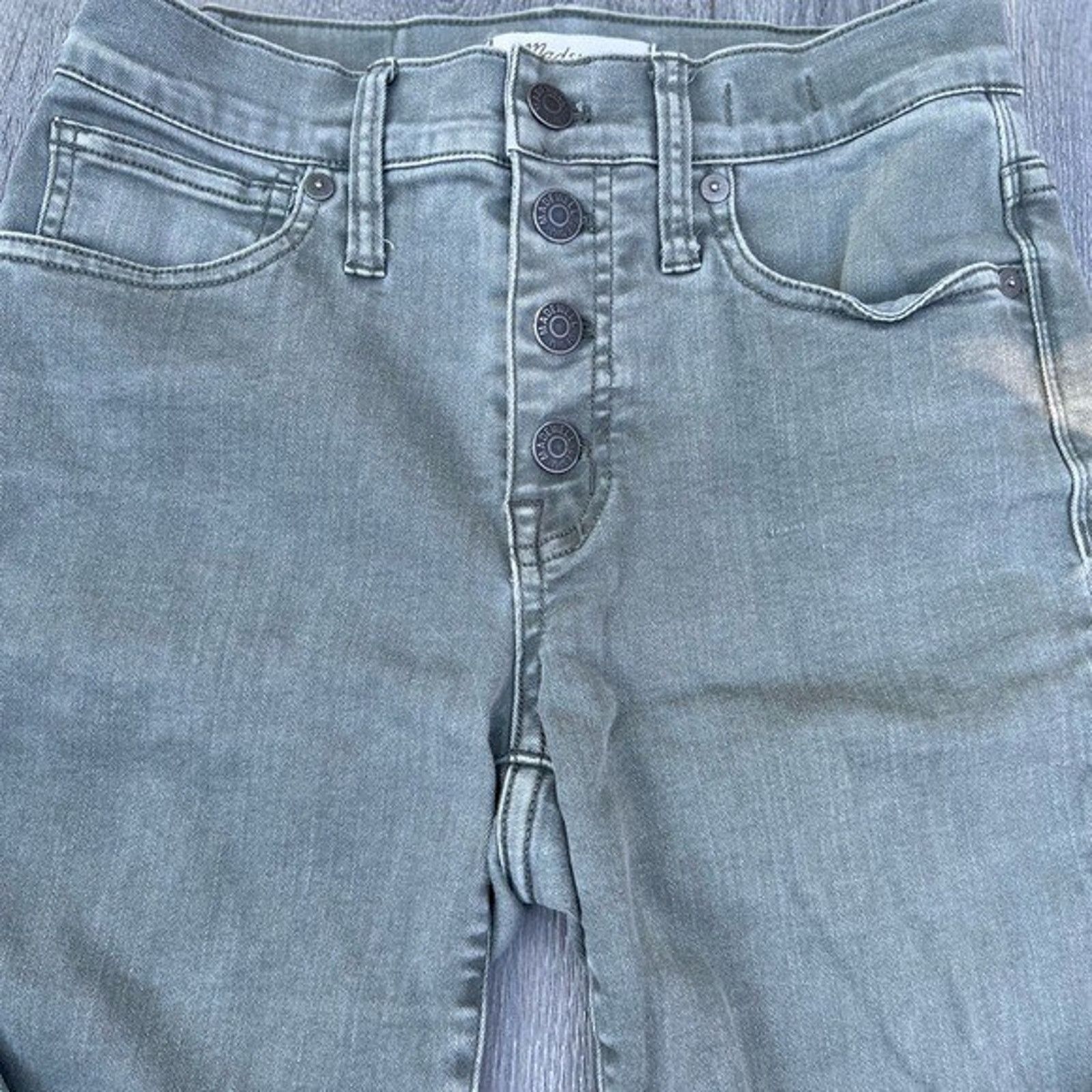 Madewell Madewell Skinny Jeans hi rise 9” size 25 green buton A000326 Size 25" / US 0 / IT 36 - 2 Thumbnail