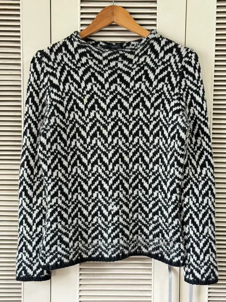 Gucci Gucci Black and white striped knitwear Size US XL / EU 56 / 4 - 1 Thumbnail