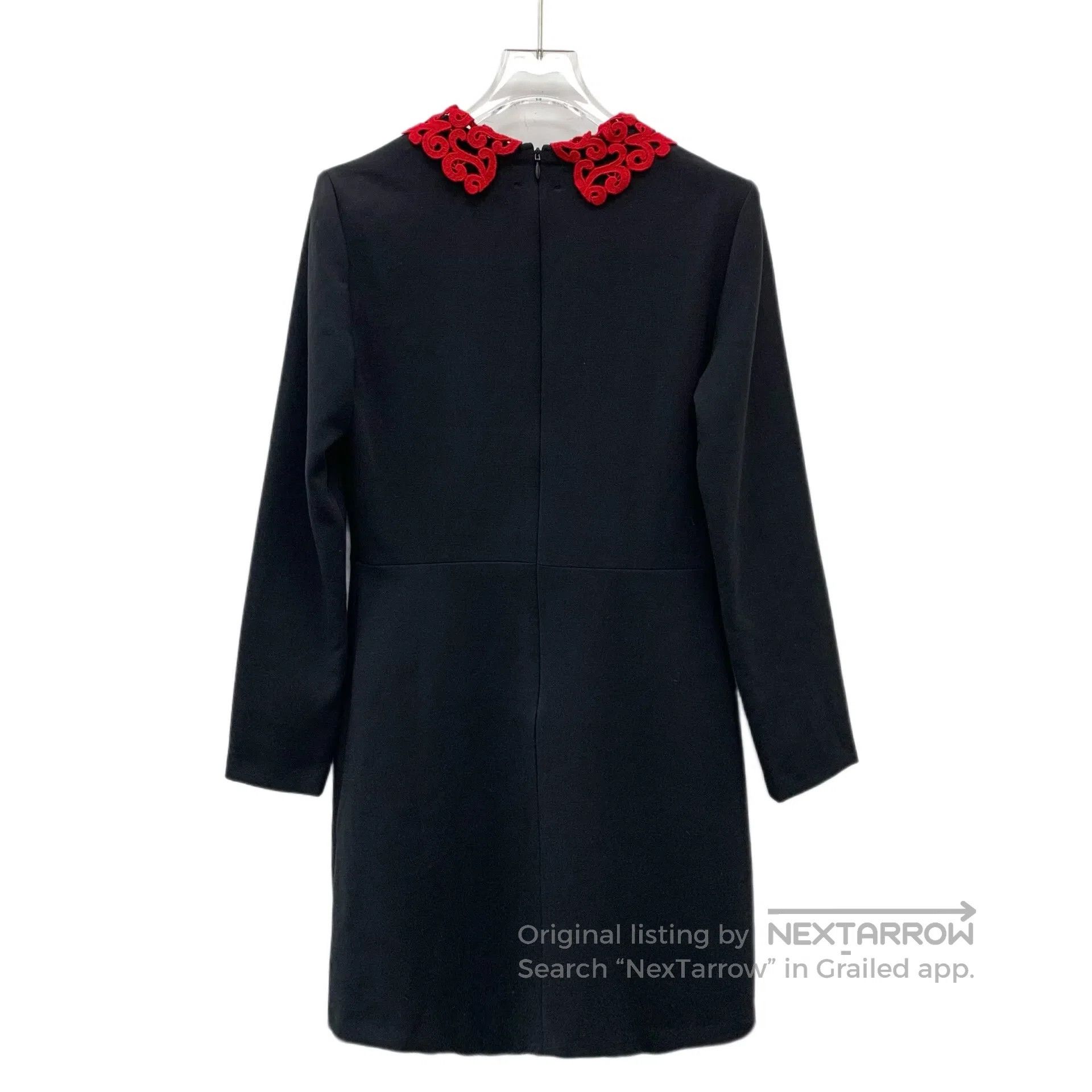 Sandro SANDRO Black Lace Collar Long Sleeve Dress| Size S / US 4 / IT 40 - 2 Thumbnail