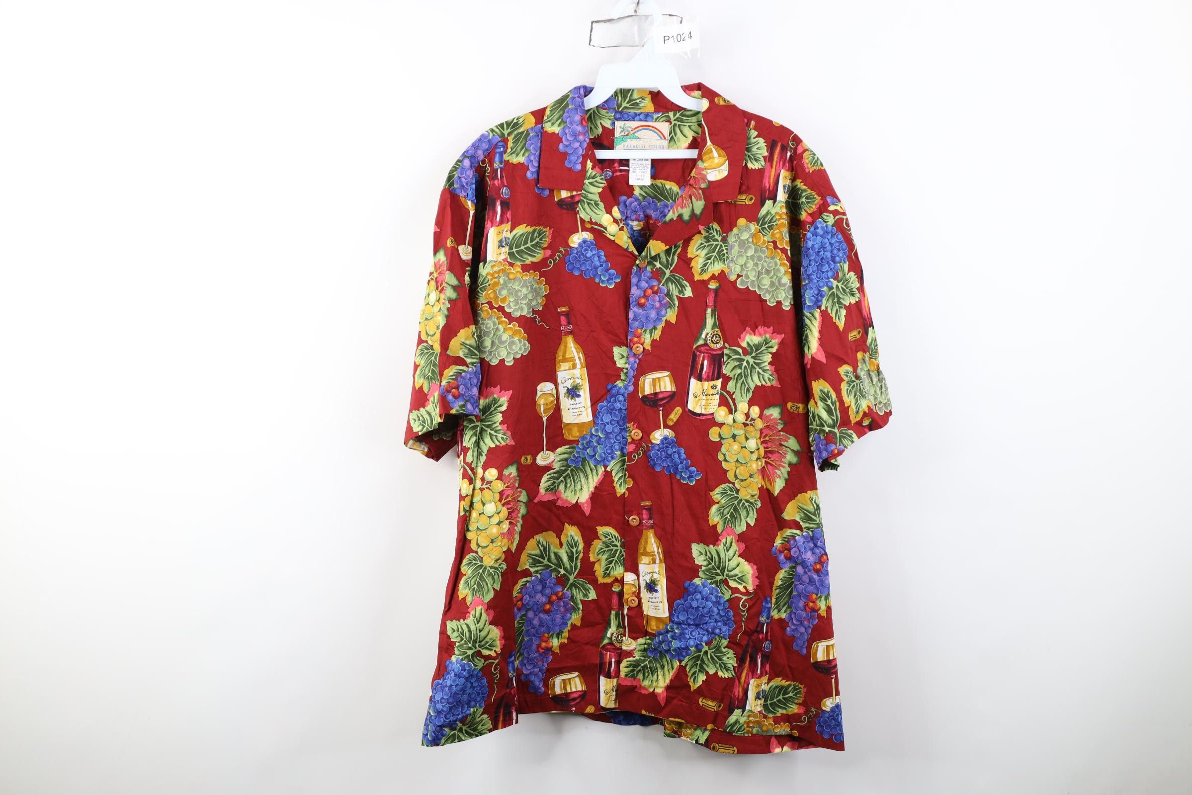 Vintage Vintage 90s Streetwear Wine Grapes Beach Luau Button Shirt Size US L / EU 52-54 / 3 - 1 Thumbnail