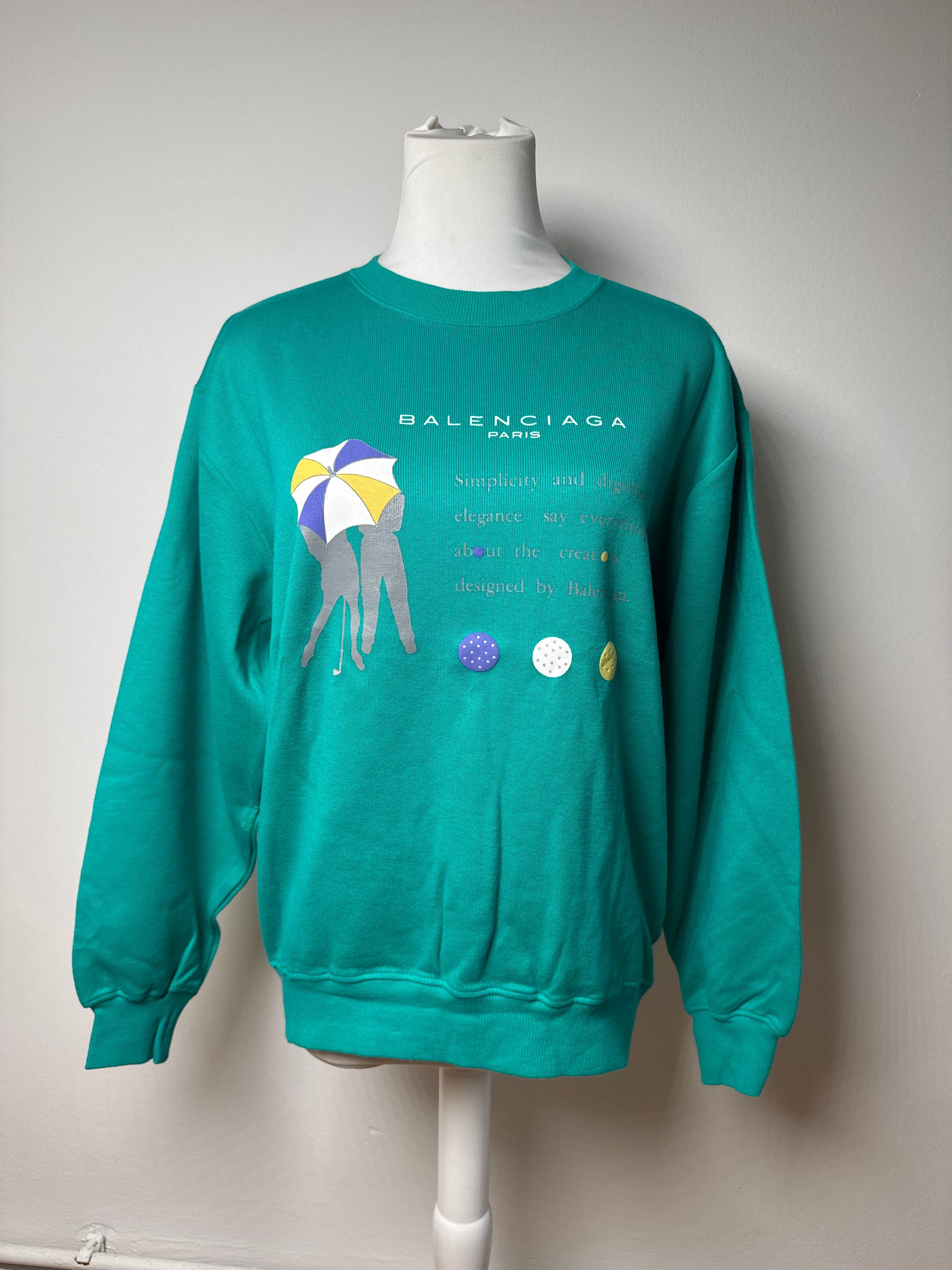 Balenciaga Vintage Sweater Green Blue Size L / US 10 / IT 46 - 1 Thumbnail