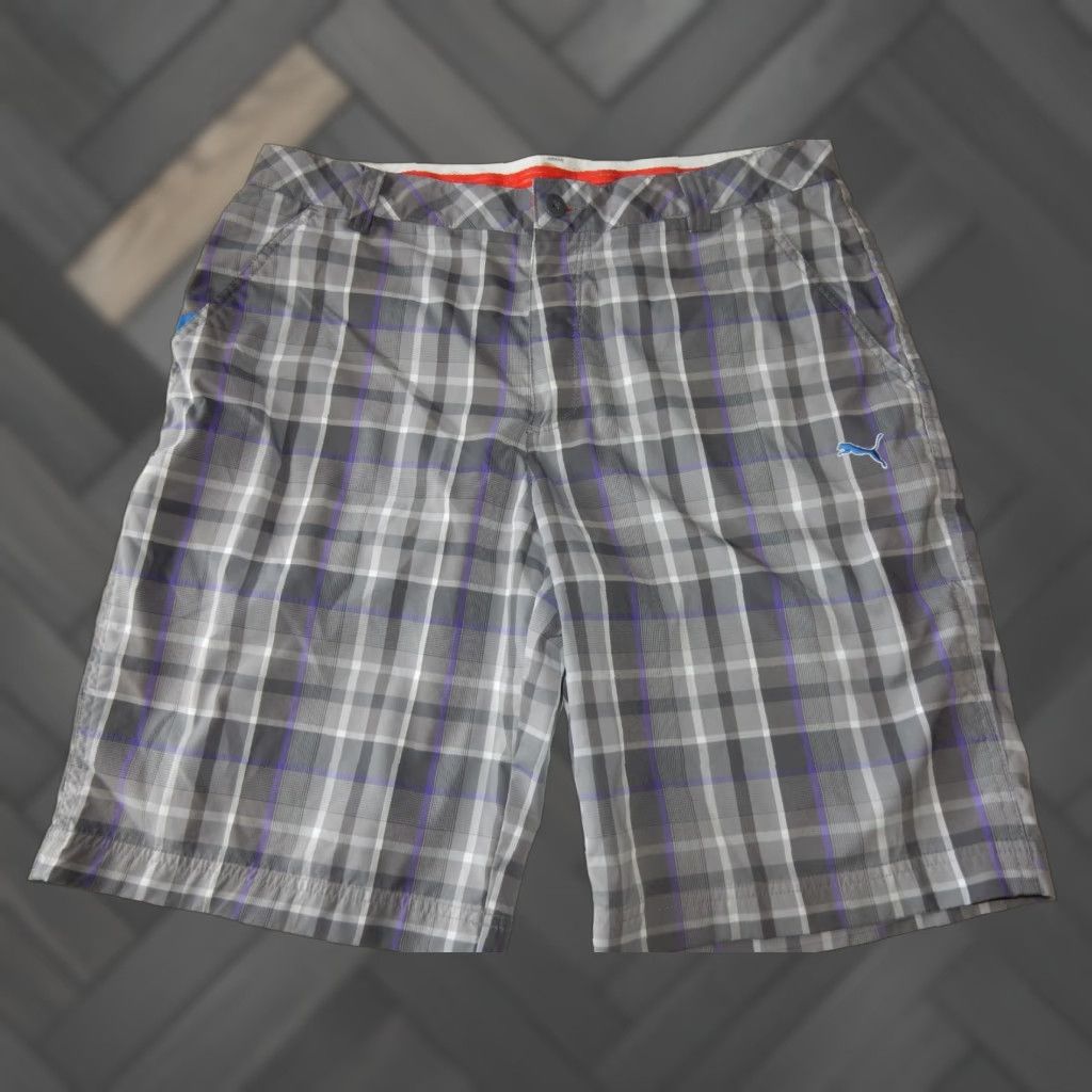 Puma PUMA Men's Golf Shorts Size 34 Gray Plaid Chino Polyester Regular Men 34 Size US 34 / EU 50 - 1 Thumbnail