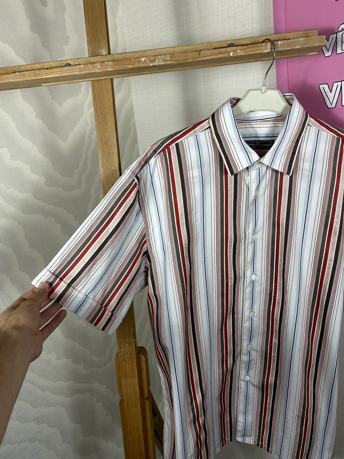 Salvatore Ferragamo × Vintage Salvatore Ferragamo Classic Striped Shirt Size US L / EU 52-54 / 3 - 4 Thumbnail