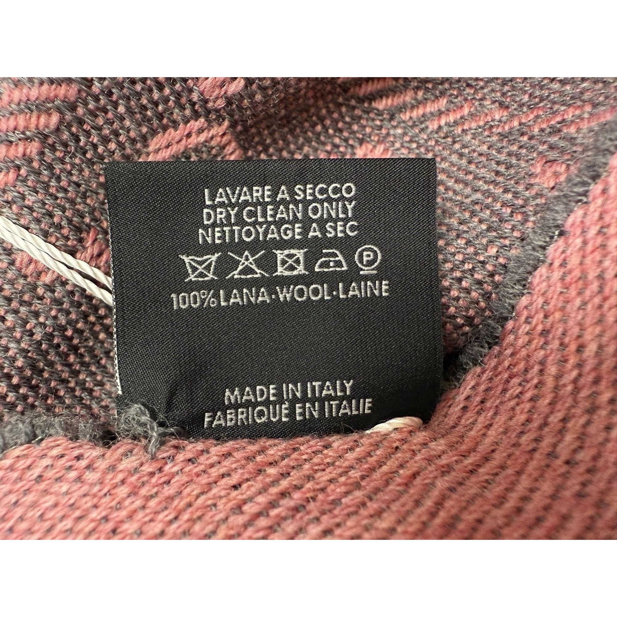 Gucci Gucci Pink & Gray Wool GG Monogram Scarf With Fringe Edges Size ONE SIZE - 5 Thumbnail