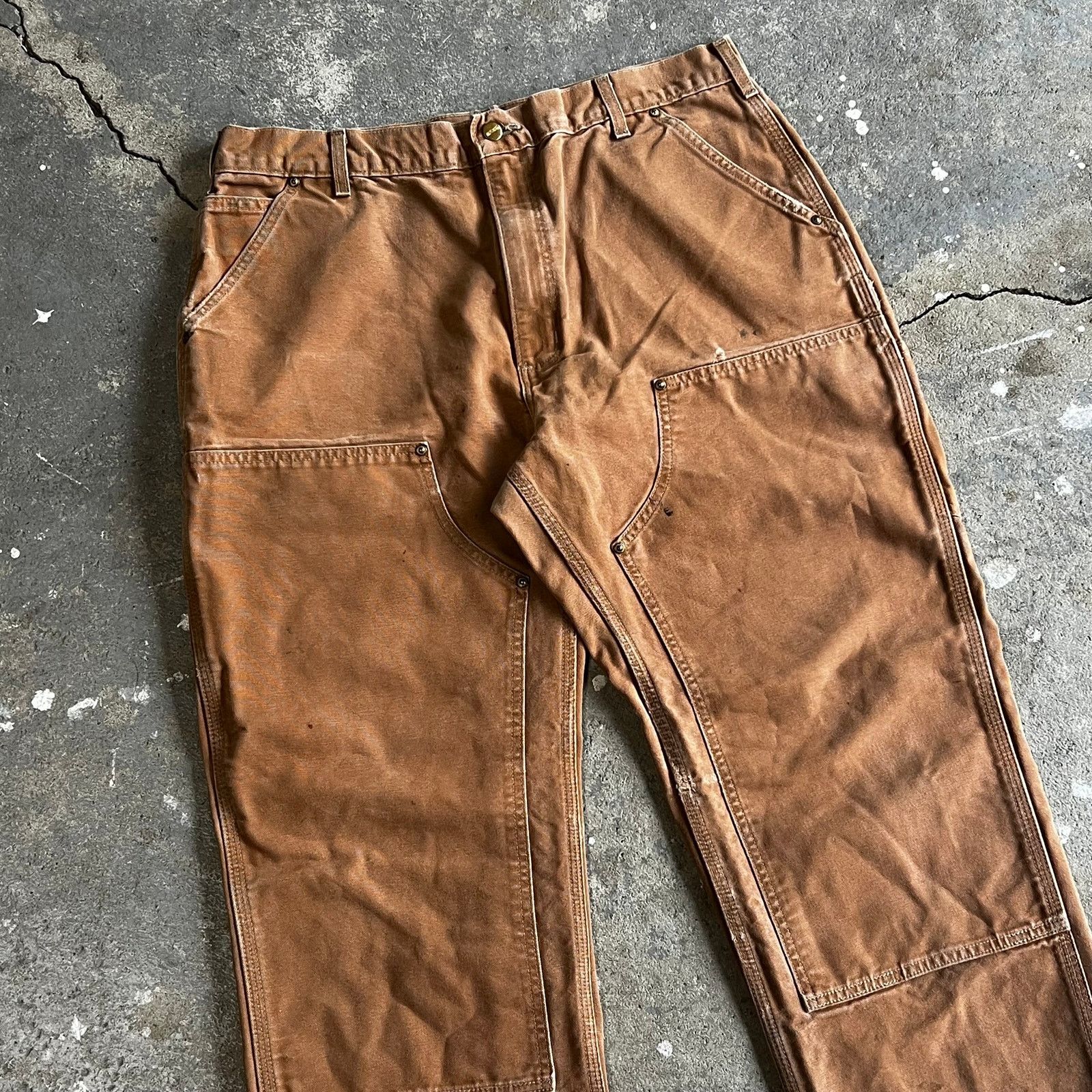 Carhartt × Vintage Carhartt brown double knee work wear carpenter pants Size US 35 - 2 Thumbnail