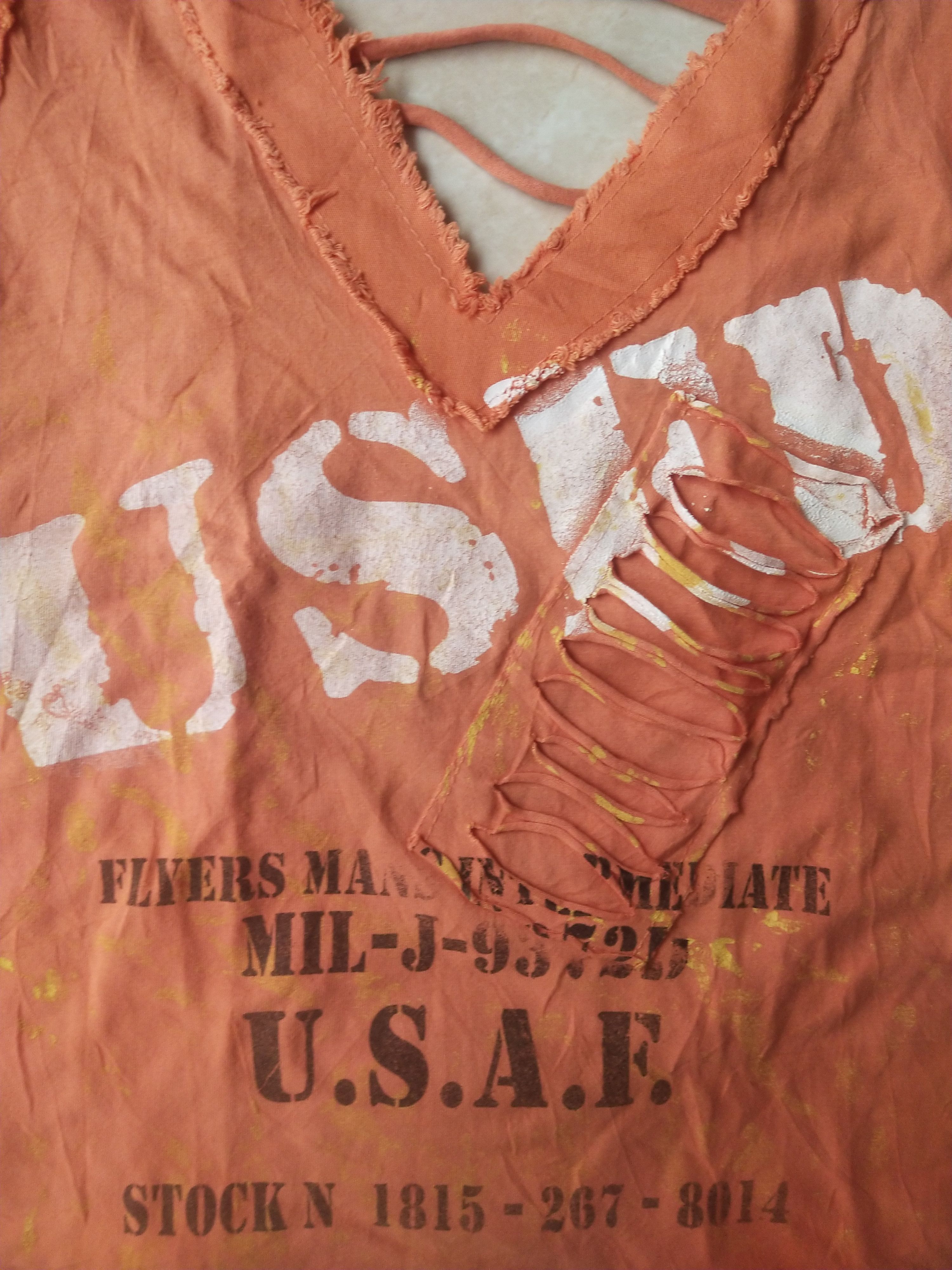 20471120 Y2K Made in Italy Destroyed Slashed USAF Grunge Tank Top Size S / US 4 / IT 40 - 2 Thumbnail