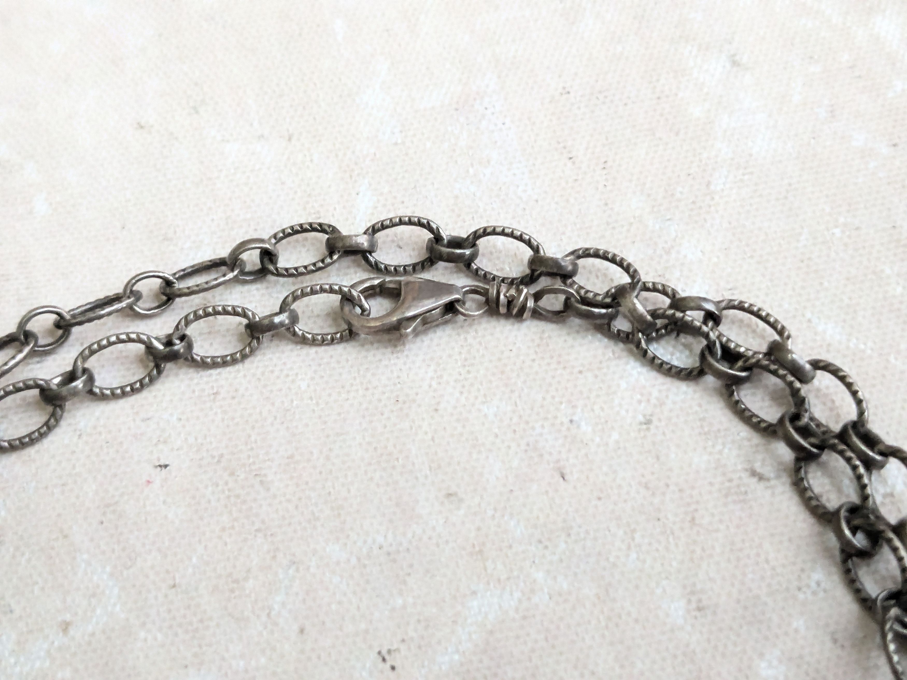 Jewelry Vintage Sterling Silver Oval Necklace 21" Size ONE SIZE - 5 Thumbnail