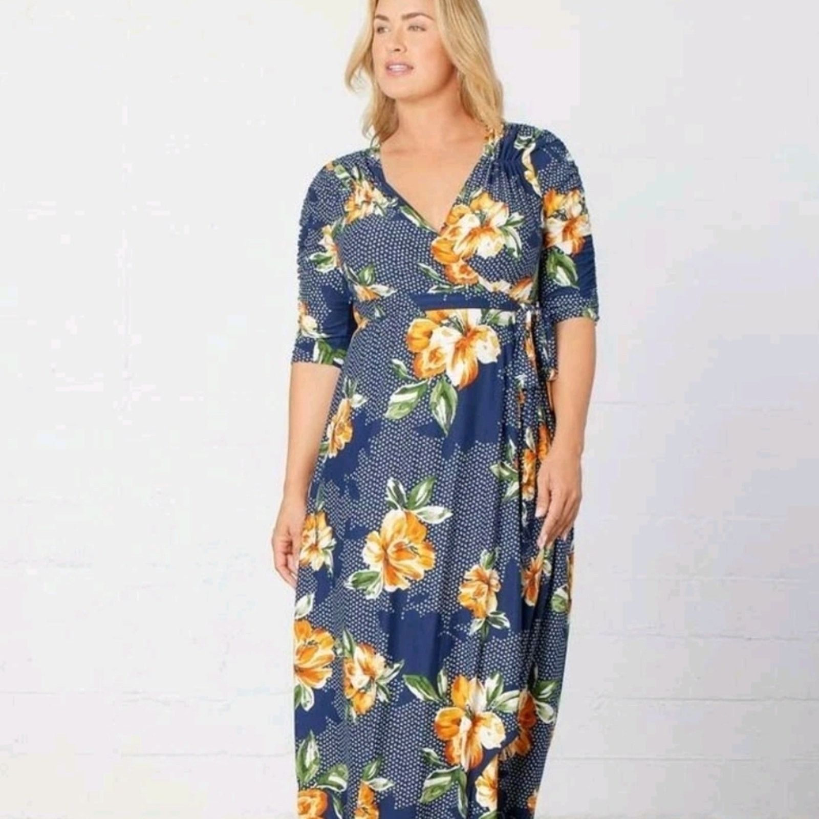Other Kiyonna Meadow Dream Style Floral 4x Maxi Wrap Dress Rare Size 4XL / US 24-26 - 2 Thumbnail