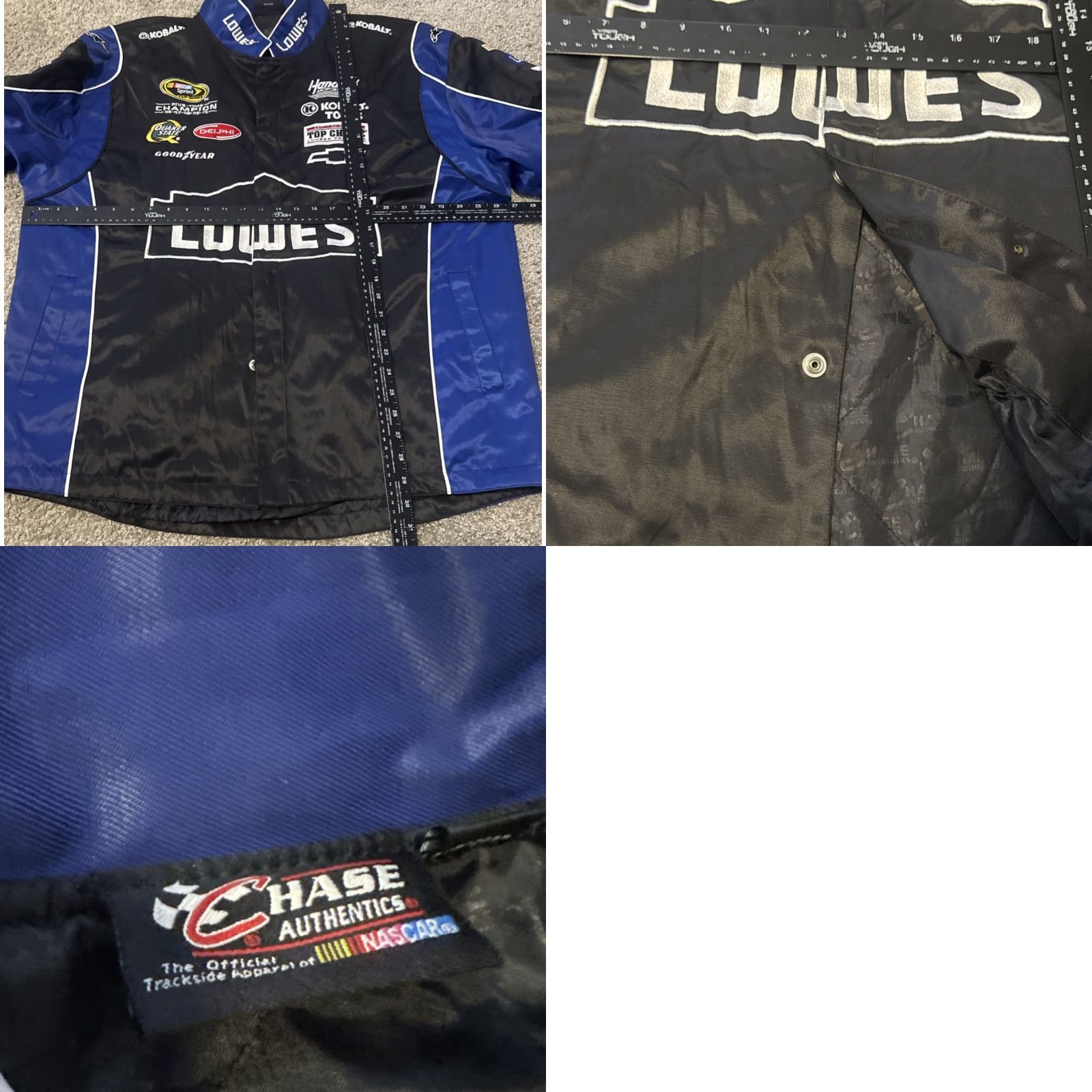 Chase Authentics Nascar Racing Lowe’s Jimmie Johnson 2011 Snap Front Jacket XL Men Polyester Blue Bomber Snap Front Chase Authentics Racing Mens XL Size US XL / EU 56 / 4 - 8 Thumbnail