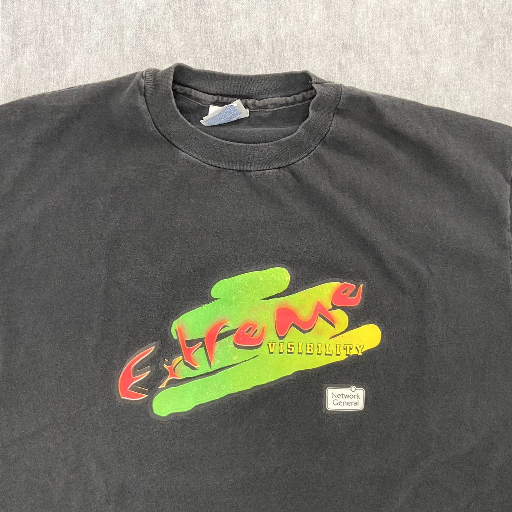Hanes VINTAGE Hanes Extreme Visibility T-Shirt Adult XL Black Solid Graphic 90s Mens Size US XL / EU 56 / 4 - 3 Thumbnail