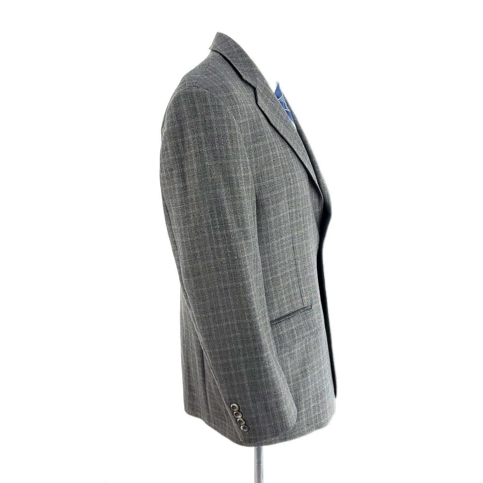 Pronto Uomo Pronto Uomo Wool 2 Button Sport Coat 40S Blue Beige W/ Brown Size 40S - 6 Thumbnail