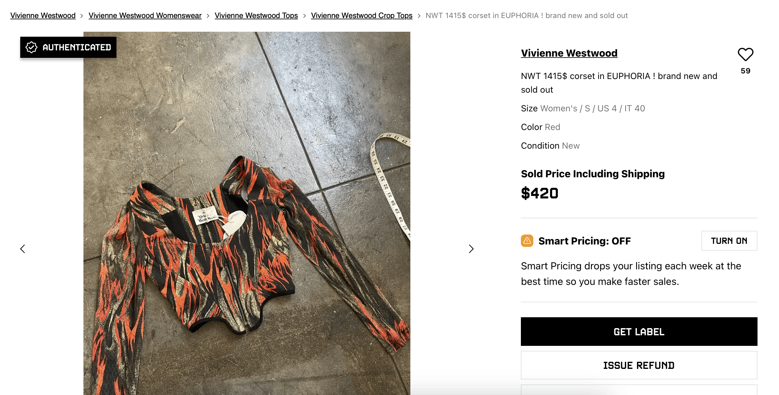 Vivienne Westwood NWT 1415$ corset in EUPHORIA ! brand new and sold out Size M / US 6-8 / IT 42-44 - 14 Thumbnail