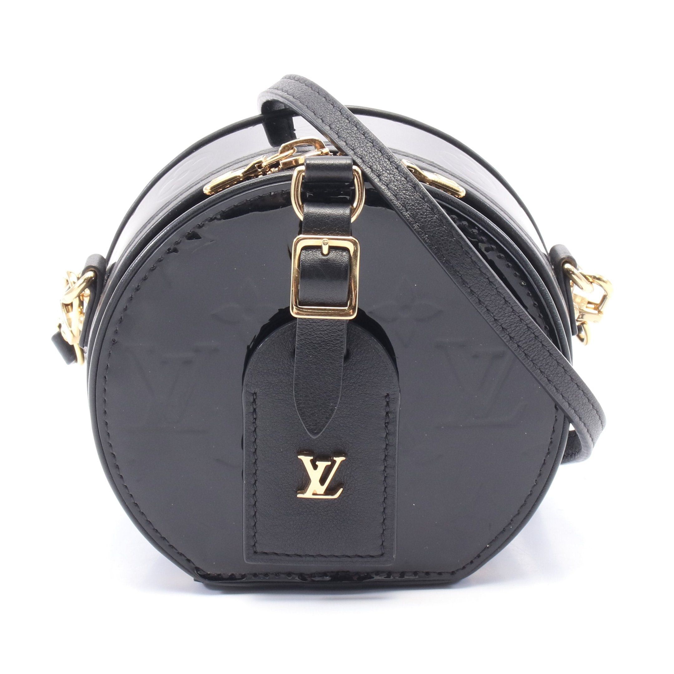 Louis Vuitton Mini Boatt Chapeau Monogram Vernis Shoulder Bag Leather Black, Women's