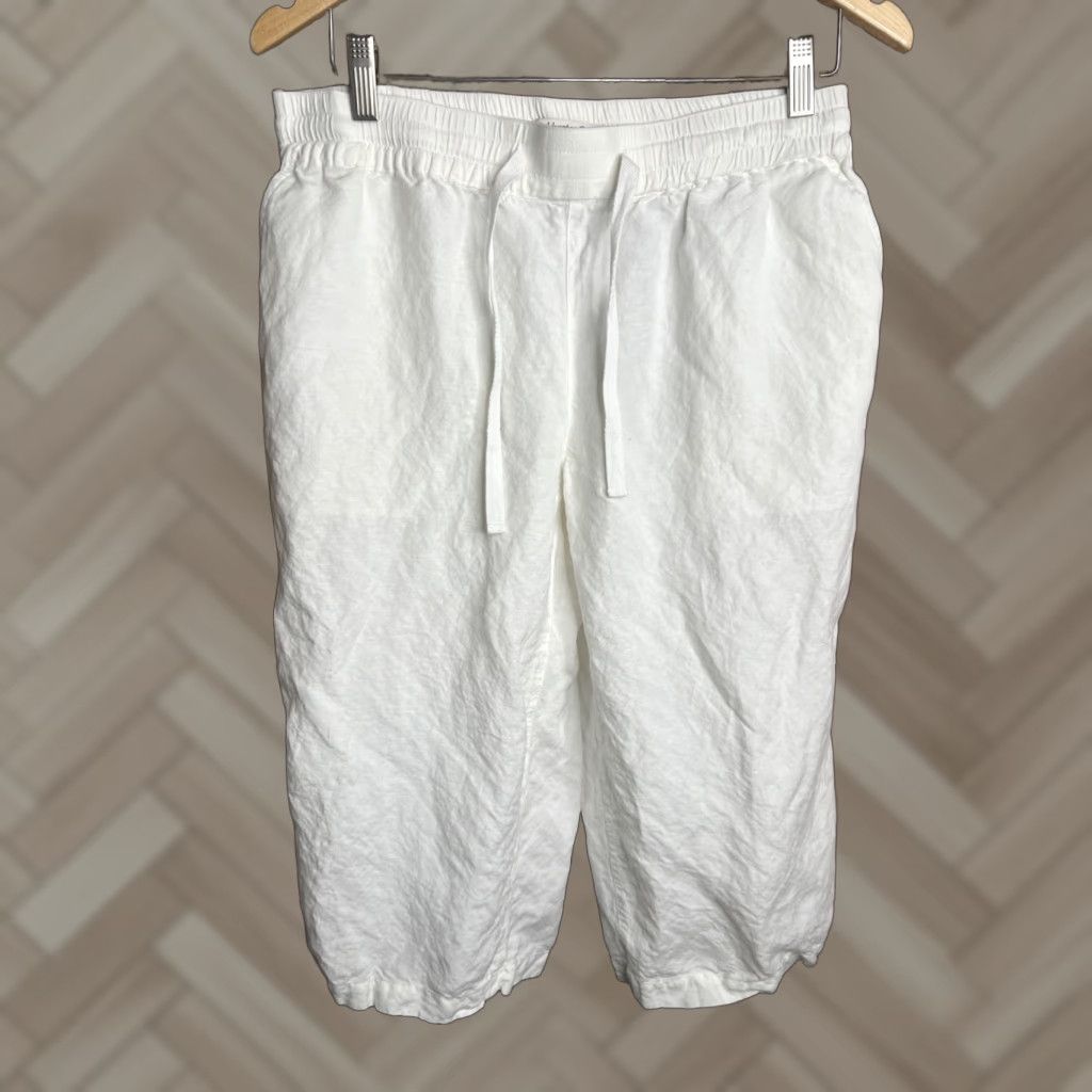 Coldwater Creek Womens Coldwater Creek Linen/Rayon Wide-Leg Capri Petite Medium Pants Size ONE SIZE - 1 Thumbnail