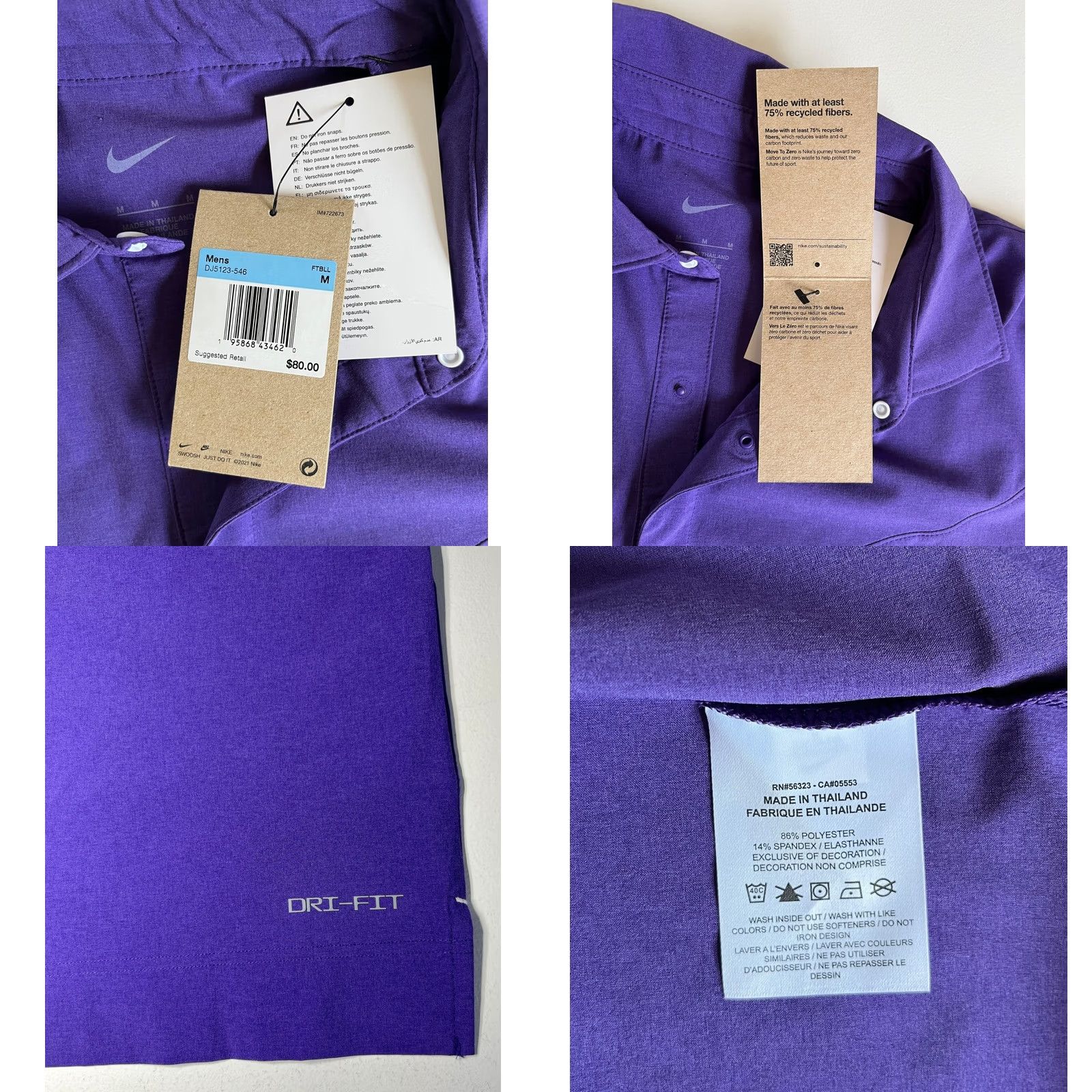 Nike Nike Dri-Fit Men's Polo Shirt - DJ5123-546 - Purple - Size M - Wireless - Sport Casual Size US M / EU 48-50 / 2 - 8 Thumbnail