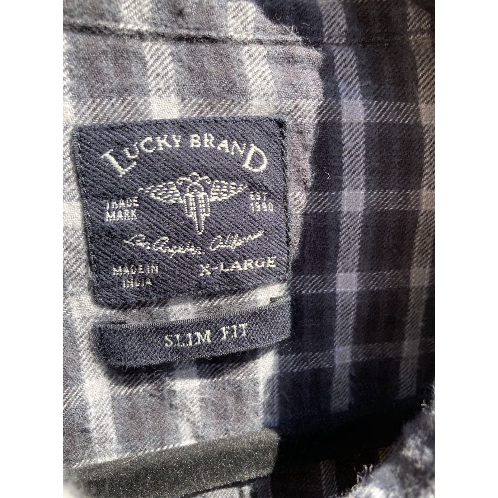 Lucky Brand Men's Lucky Brand Black Plaid Flannel XL Button Pockets Logo Classic Slim Fit Shirt Size US XL / EU 56 / 4 - 5 Thumbnail