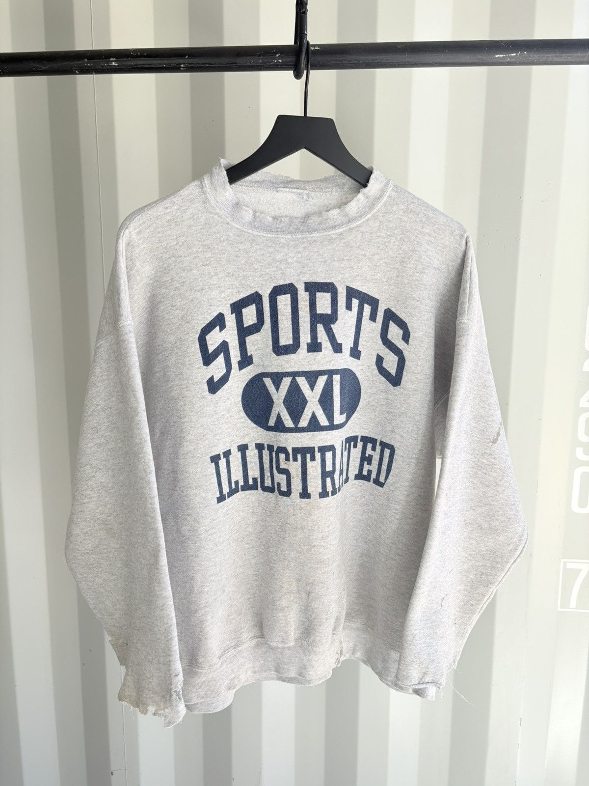 Thrashed Sports Sun Faded Distressed Sweater ERD Grunge Boxy