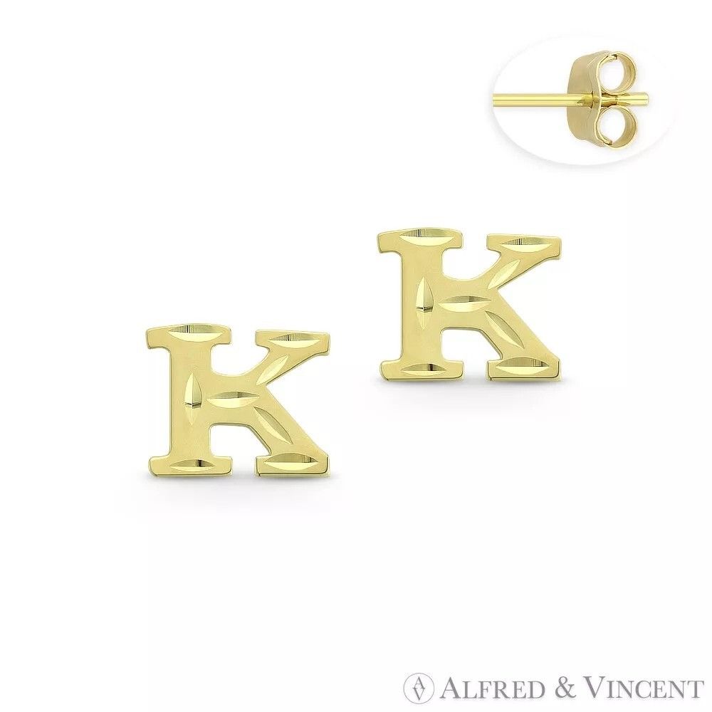 Other Initial Letter "K" Stud Earrings with Push-Back Posts Size ONE SIZE - 1 Preview
