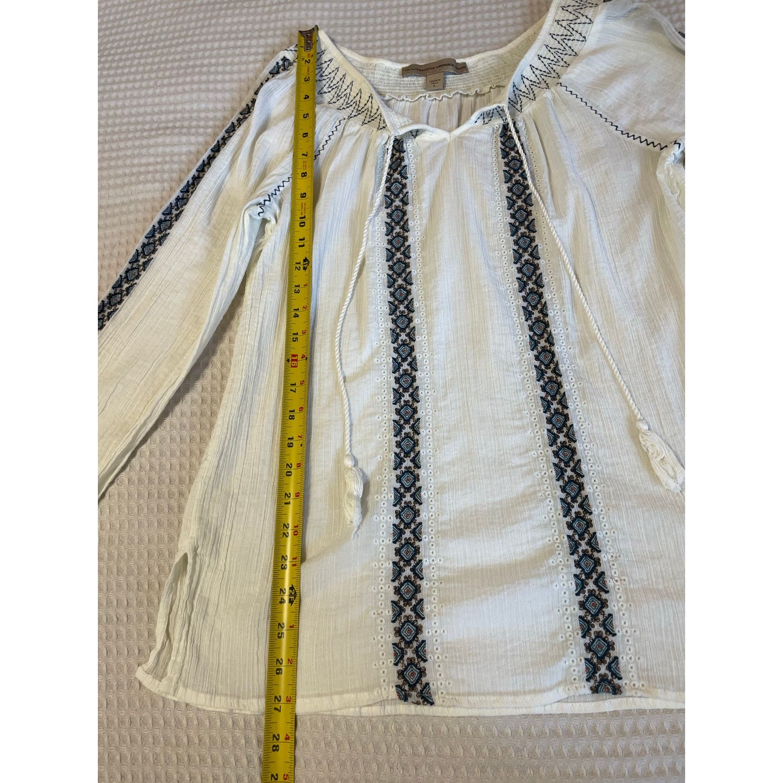Other Vintage America Jeans Cotton Boho Gauzy Peasant Blouse Lg Size L / US 10 / IT 46 - 5 Thumbnail
