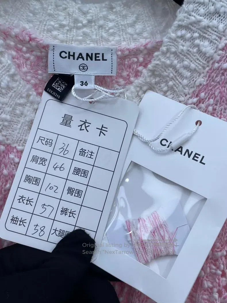 Chanel Chanel 24P pink and white diamond checkered hollow knitwea Size XS / US 0-2 / IT 36-38 - 8 Thumbnail