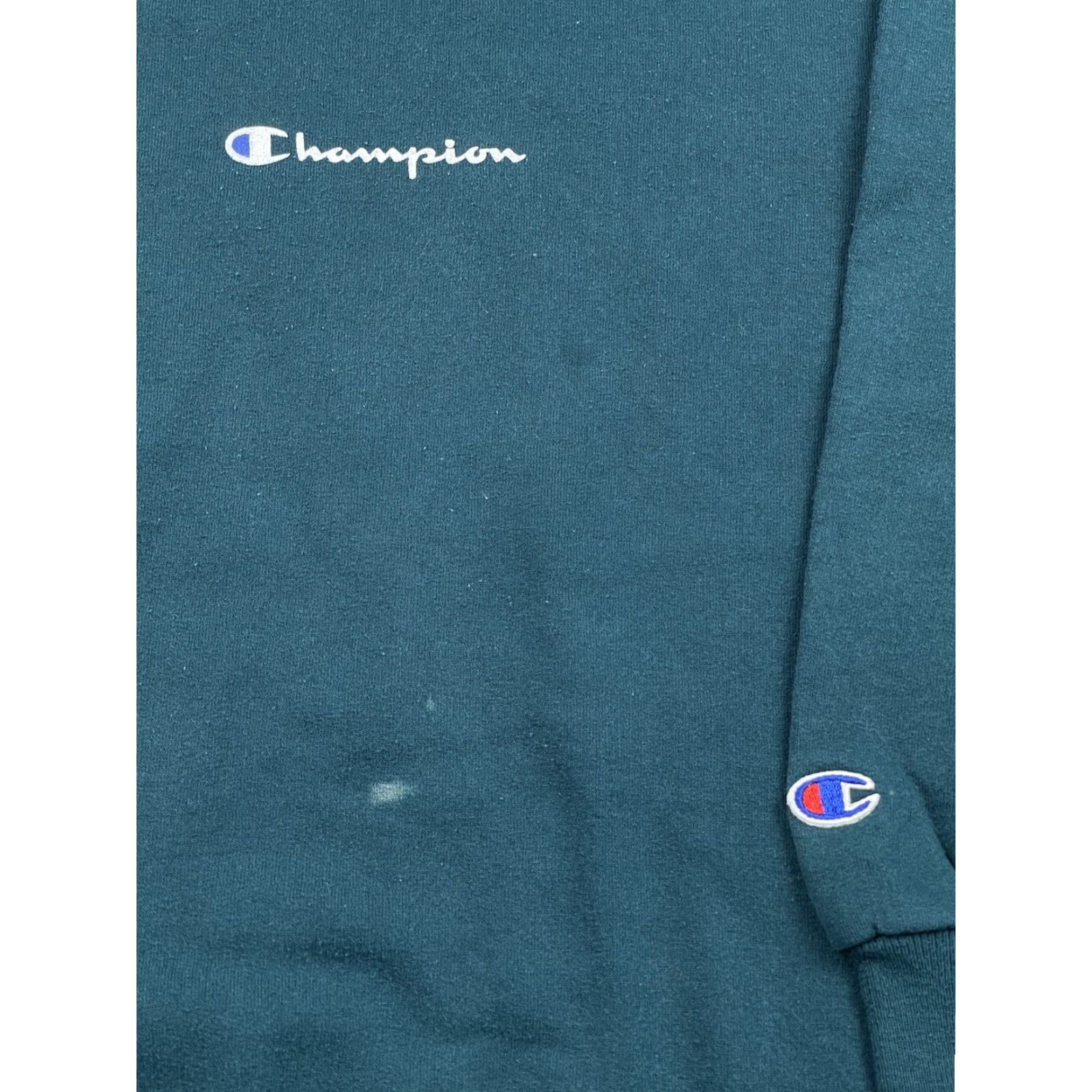 Champion VINTAGE Champion XL 90s Crewneck Sweatshirt Pullover Spell Out Logo Teal Mens Size US XL / EU 56 / 4 - 4 Thumbnail