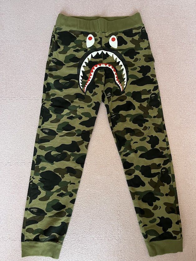 image of Bape 1St Camo Green Shark Sweat Pants A Bathing Ape, Men's (Size 36)