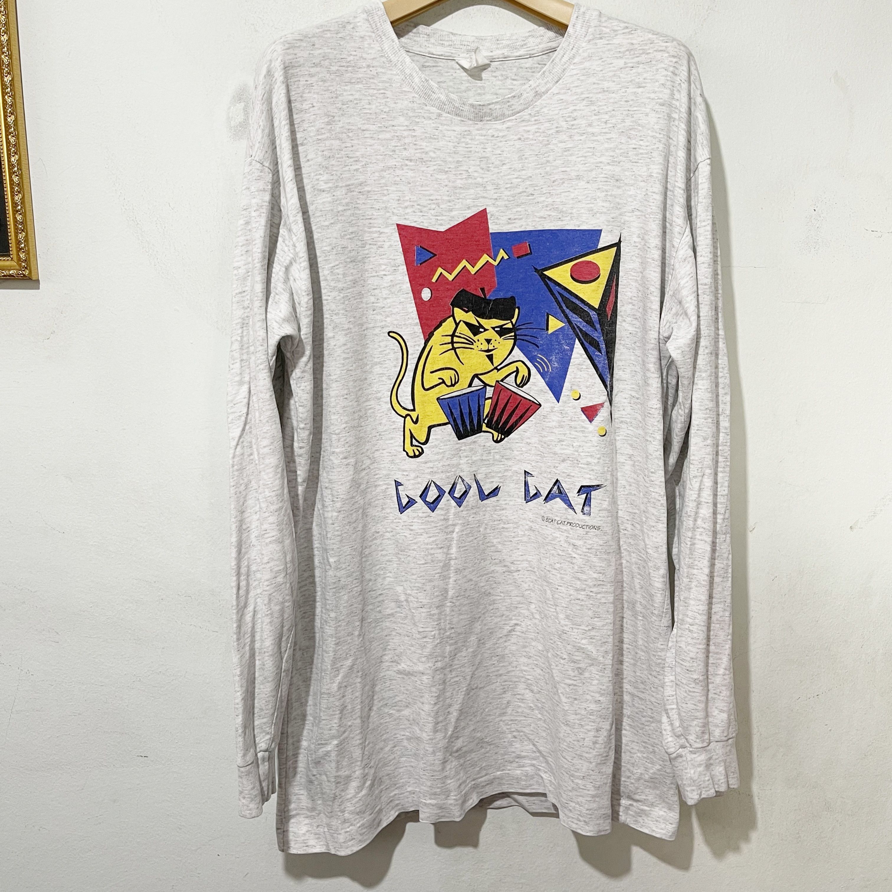 Vintage Vintage 90s Cool Cat Long Sleeve T-Shirt Size US L / EU 52-54 / 3 - 1 Thumbnail