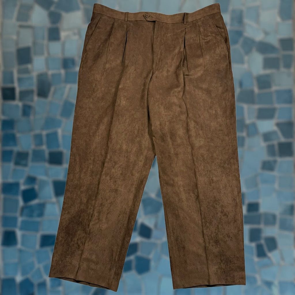 Phita Dress Pants Suede Brown 42/29.5 Pleated Slacks Formal Dress Pants Men’s Regular 42 Clothing Mens Brown Suede/Pronti Collection