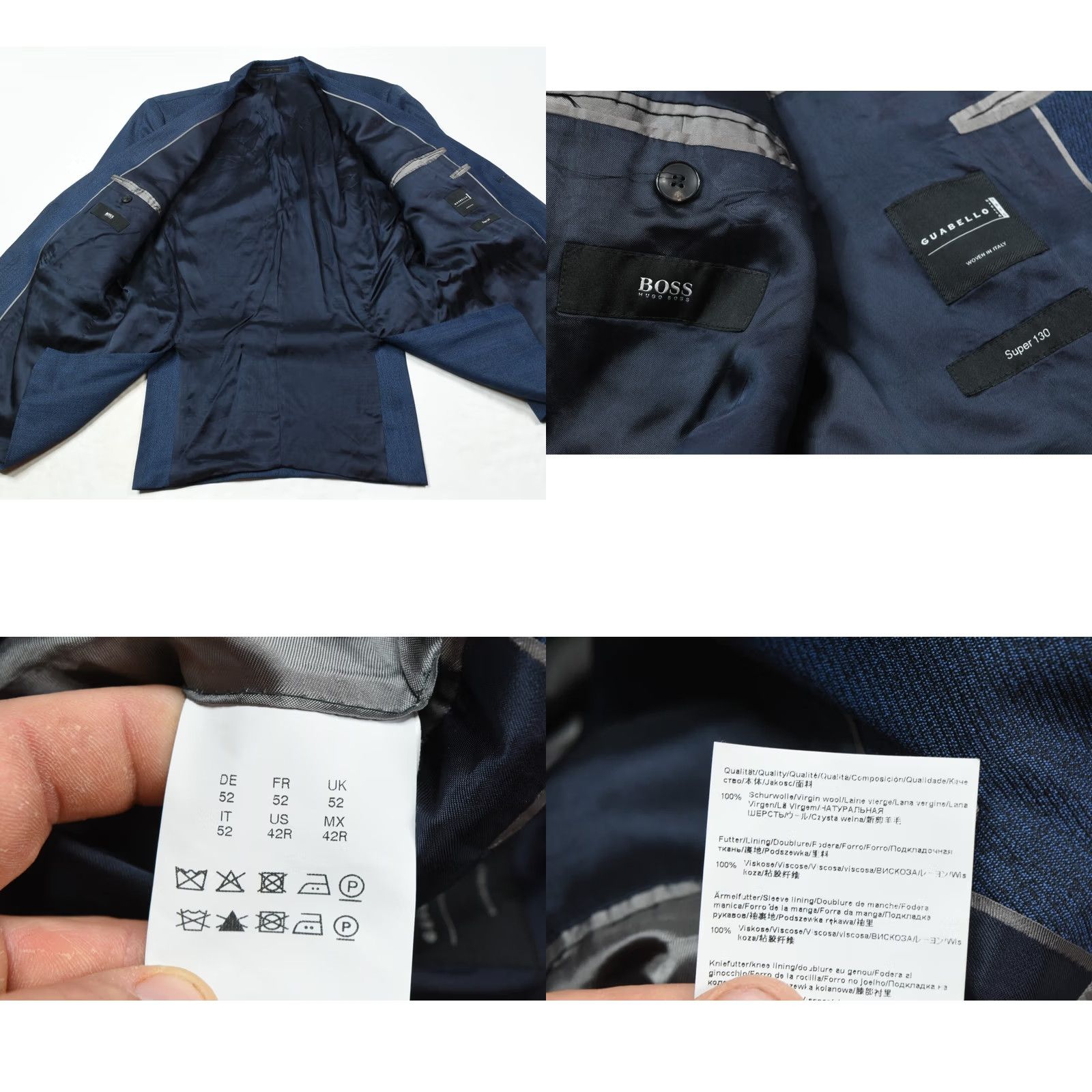 Hugo Boss HUGO BOSS Blazer Blue Wool Super 130s Guabello Two-Button Slim Fit Jacket/L Blazer Size 42R - 9 Thumbnail